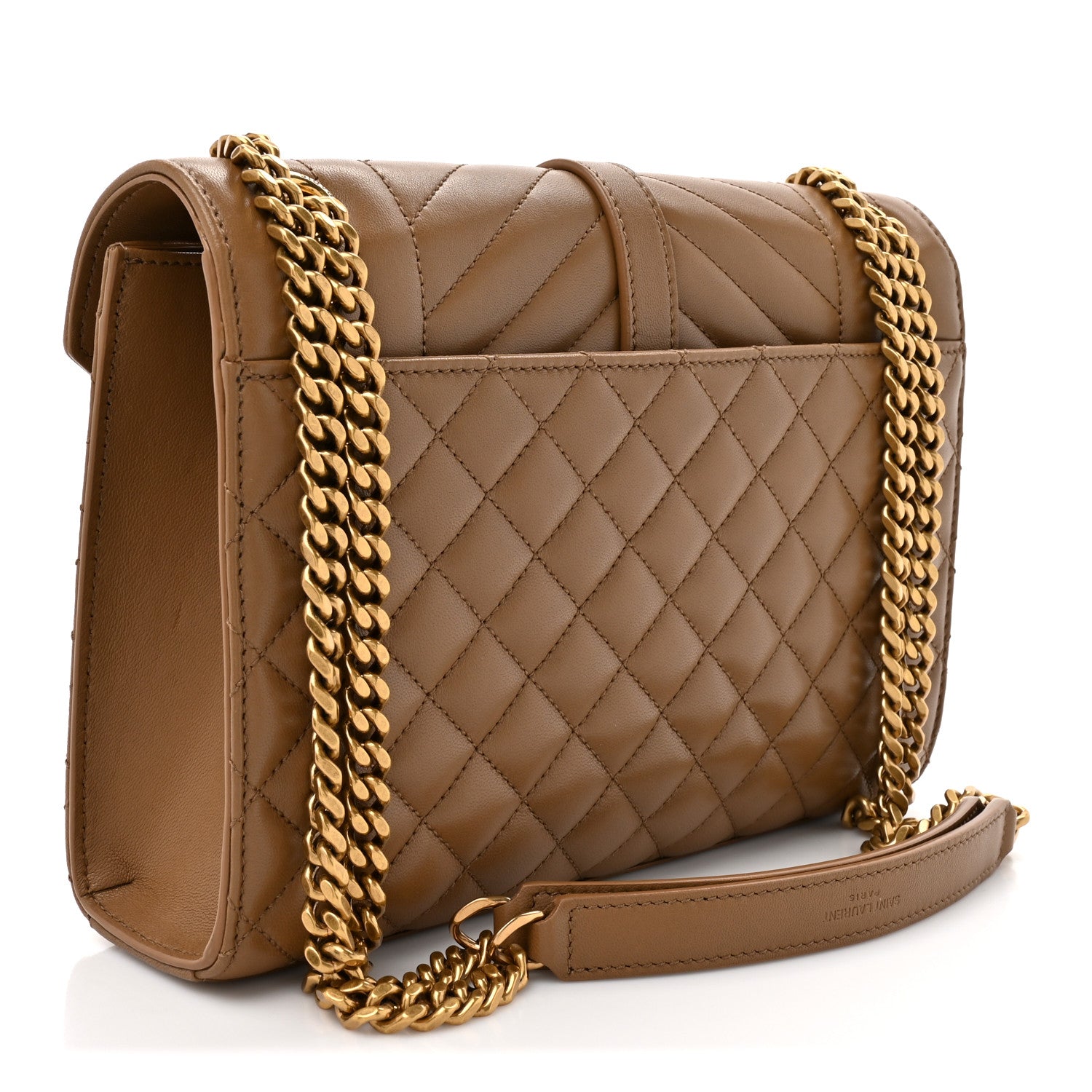 Lambskin Mixed Matelasse Triquilt Medium Monogram Satchel Dark Cork