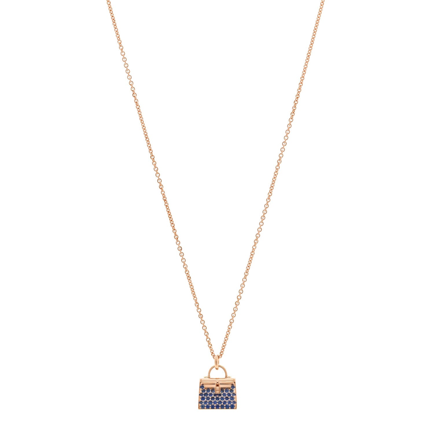 18K Rose Gold Blue Sapphire Kelly Amulettes Pendant Necklace