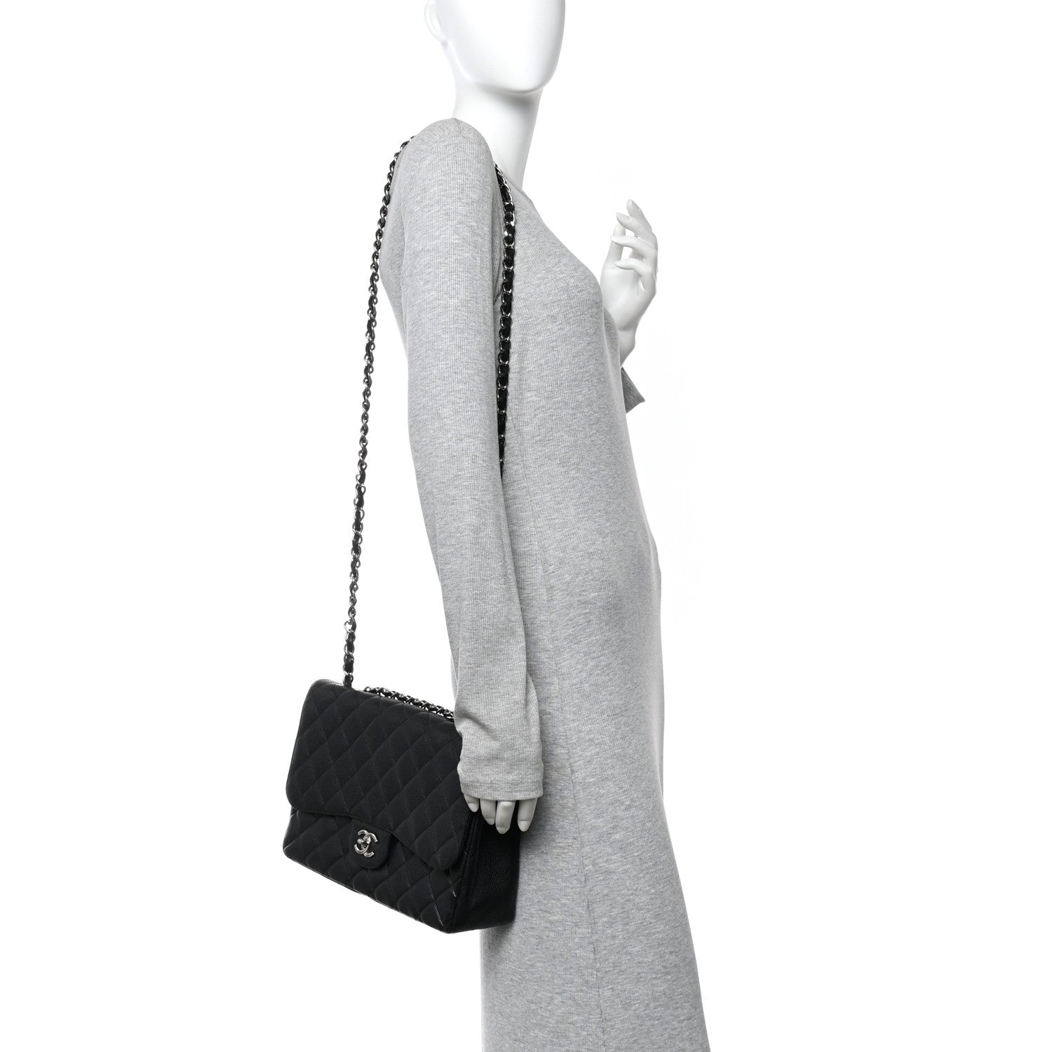 Caviar Quilted Jumbo Single Flap Black
