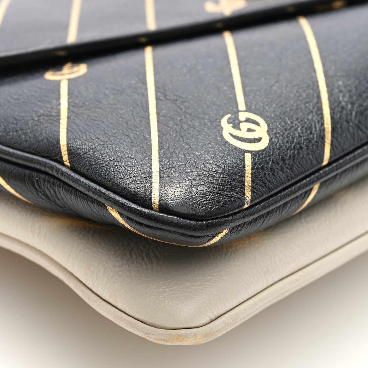 Calfskin Diagonal GG Medium Thiara Double Envelope Shoulder Bag Black White