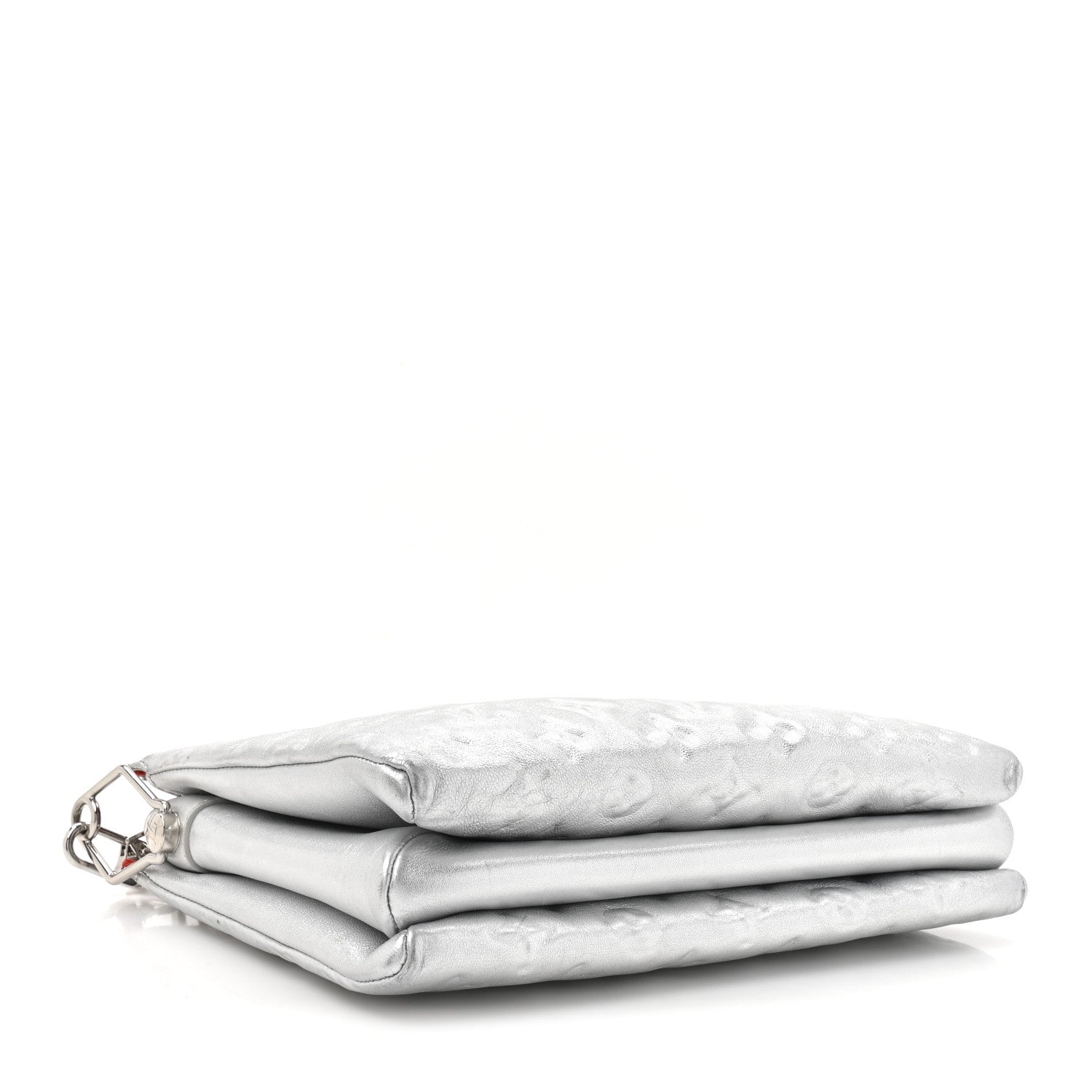 Metallic Lambskin Embossed Monogram Coussin PM Silver