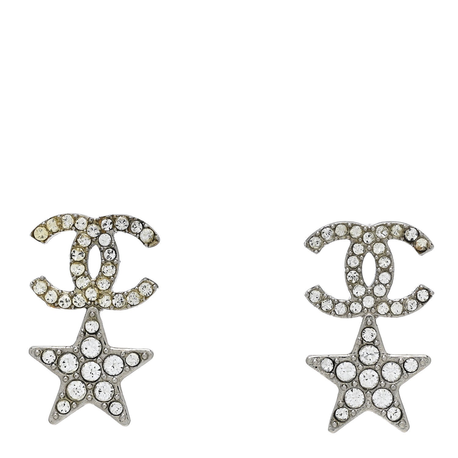 Crystal CC Starfall Drop Earrings Silver