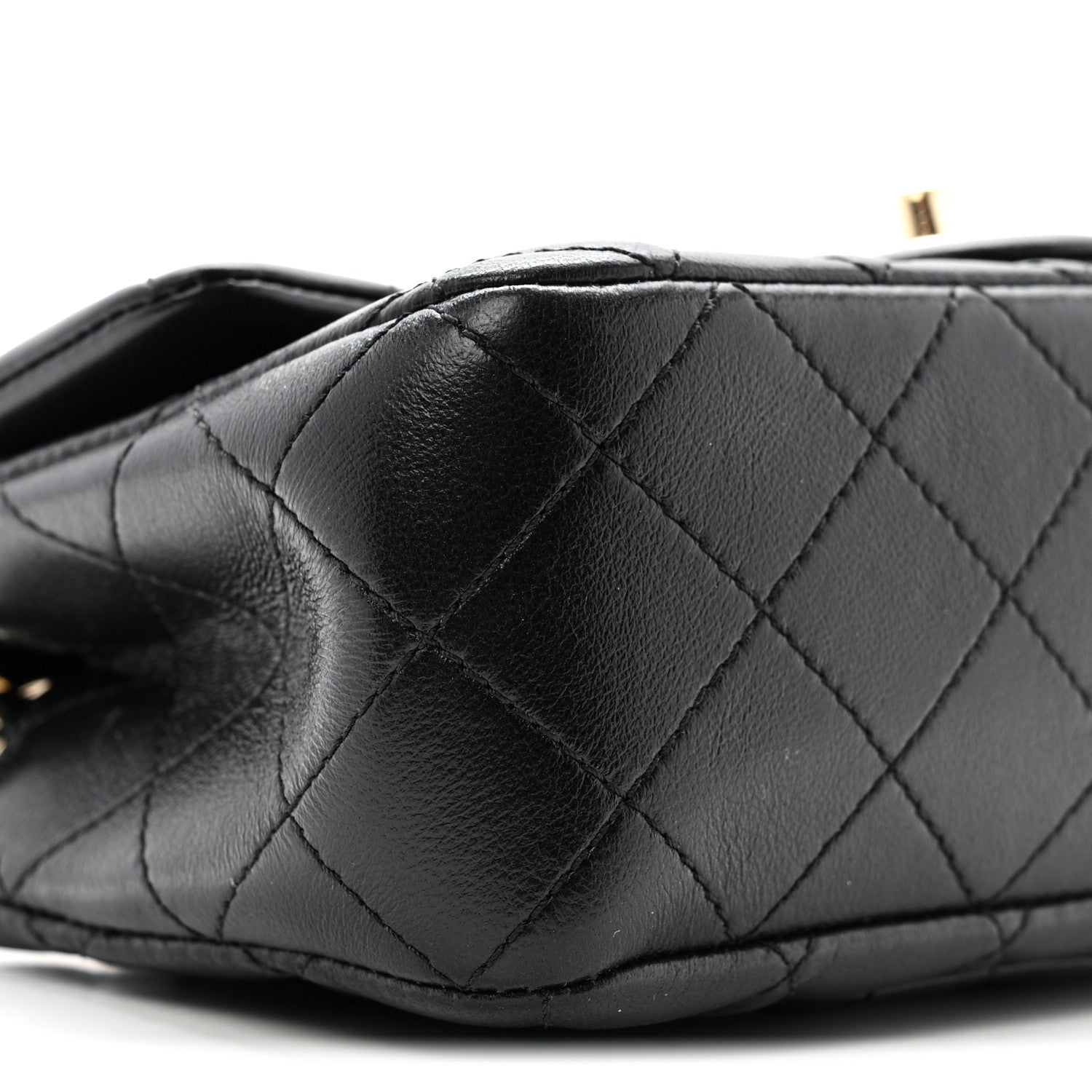 Lambskin Quilted Mini Rectangular Pearl Crush Flap Black