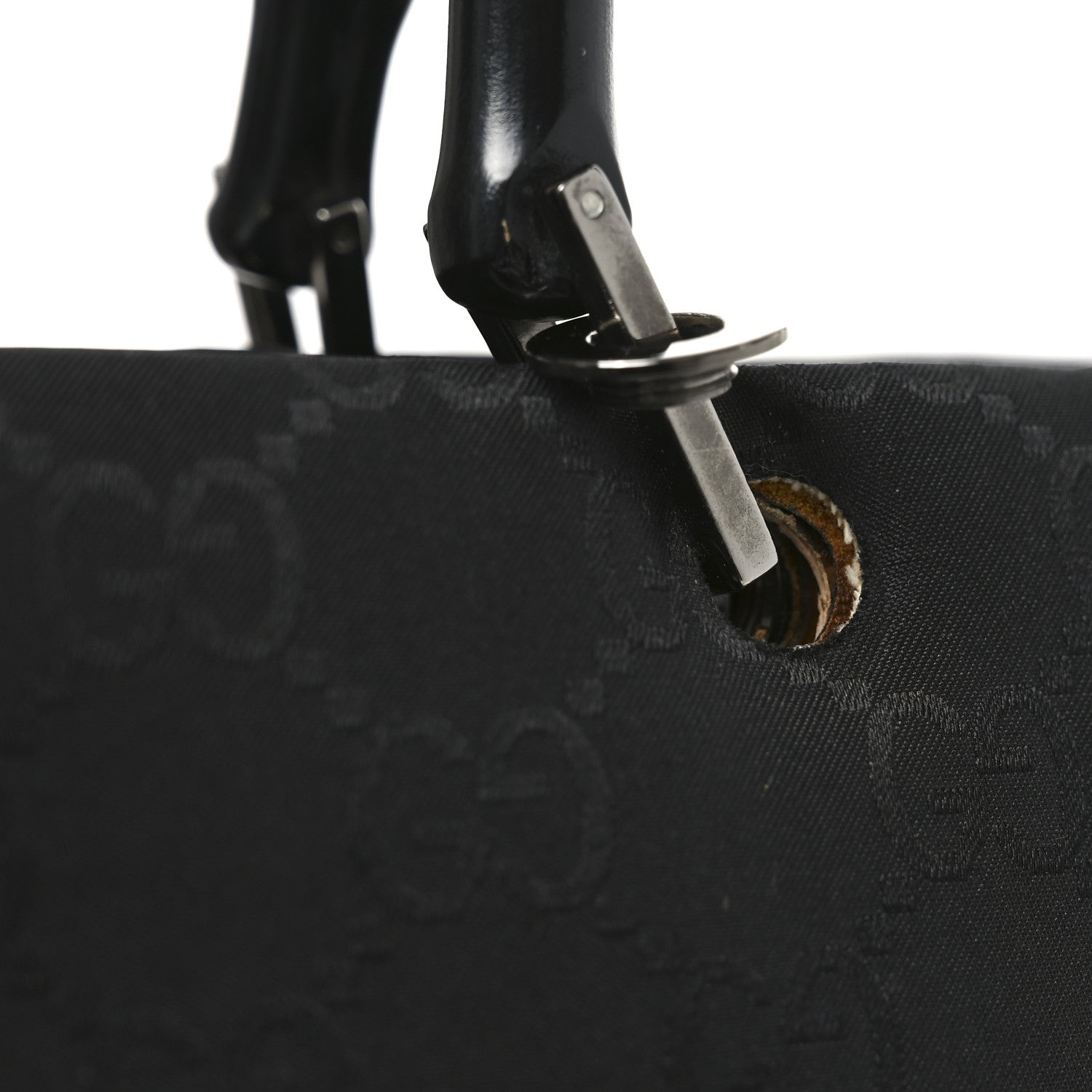 Nylon Monogram Large Bamboo Shopper Tote Black