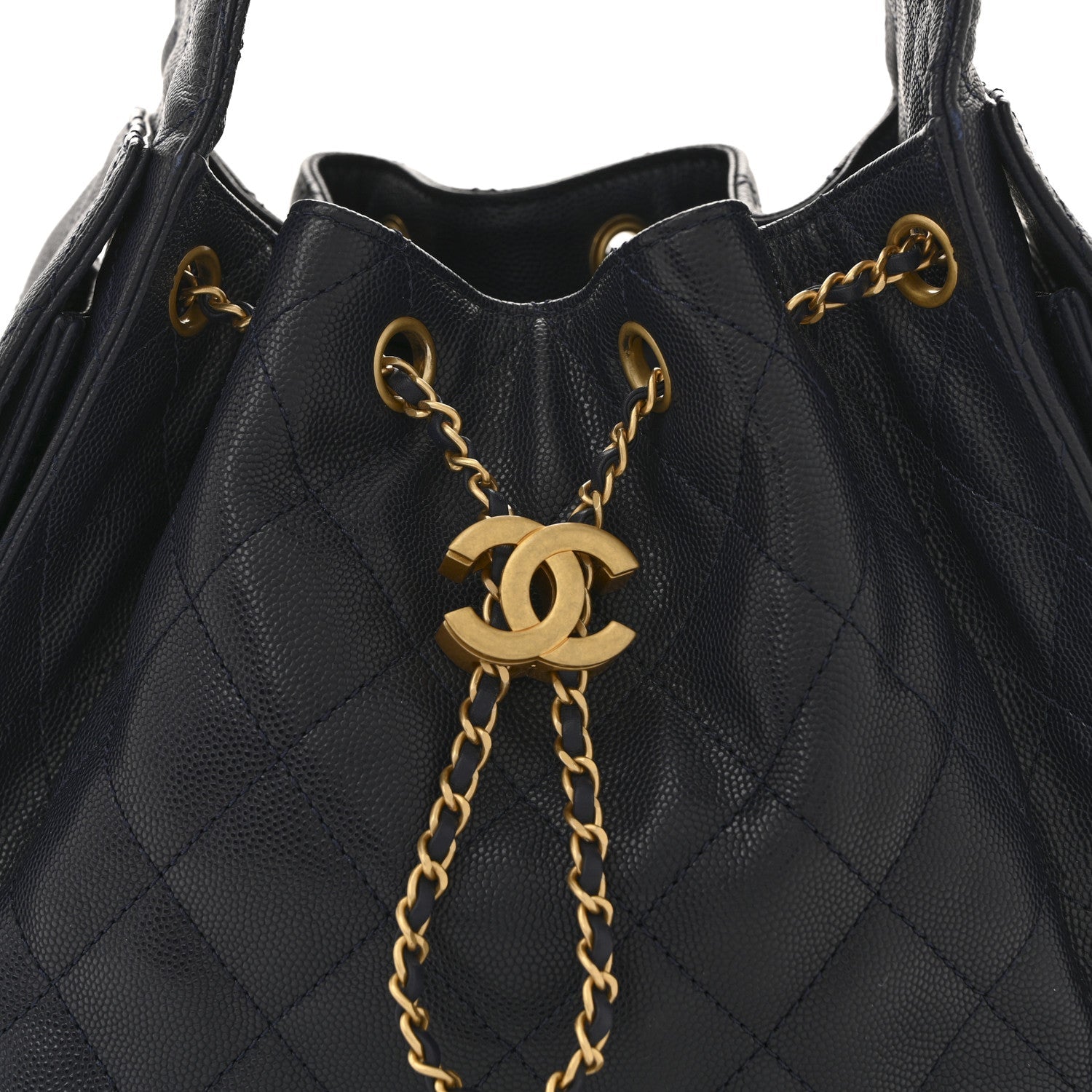 Caviar Quilted Small Chanel 25 Handbag Dark Navy