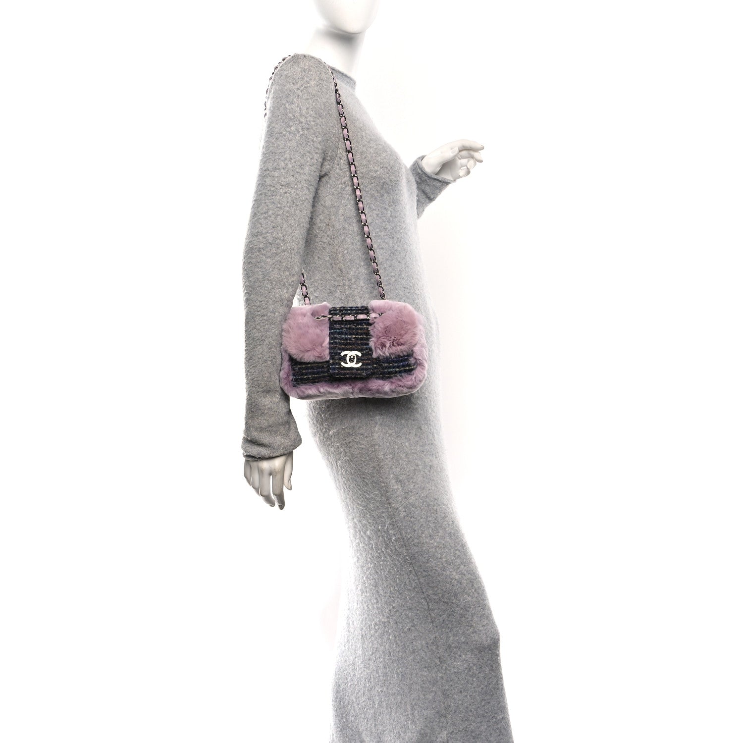 Rabbit Fur Tweed Small Fantasy Flap Lilac