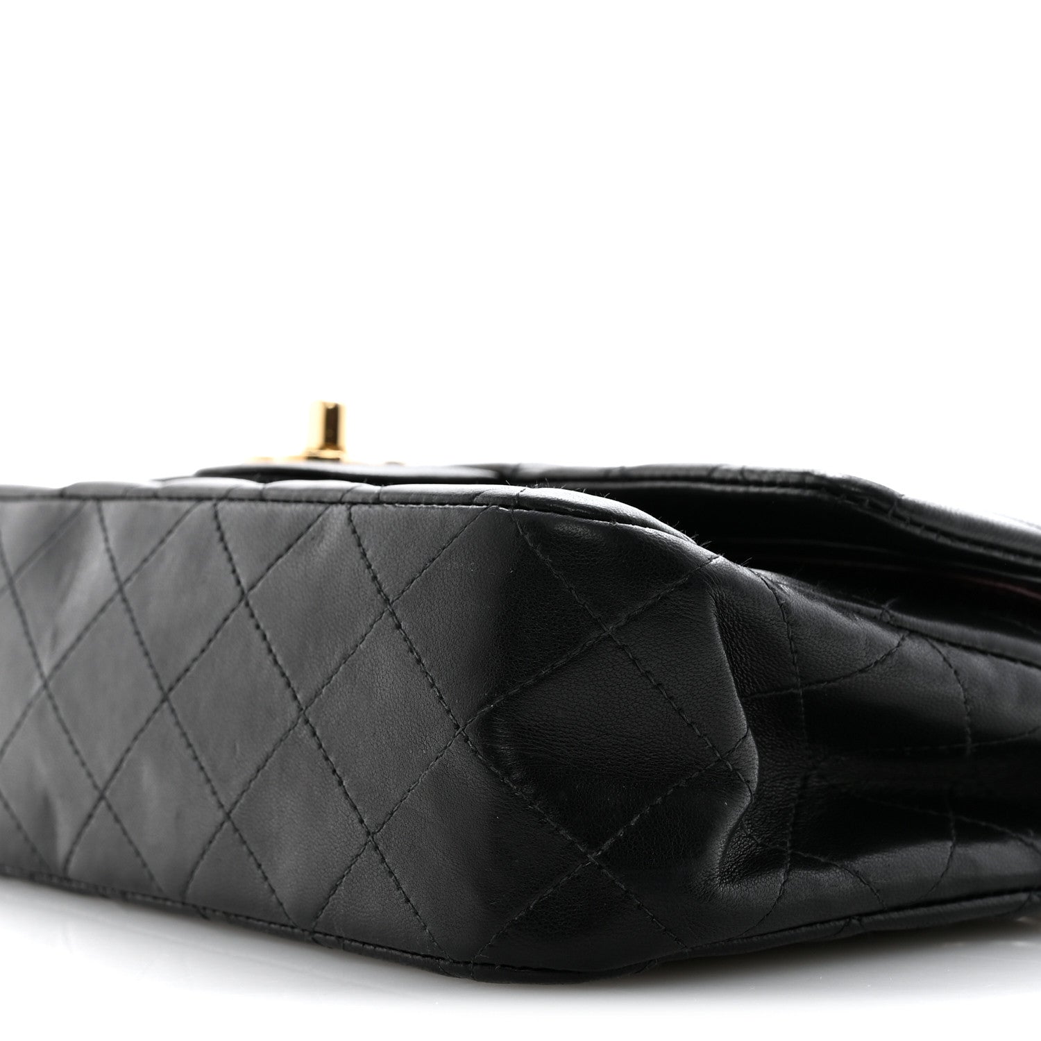 Lambskin Quilted Medium Double Flap Black