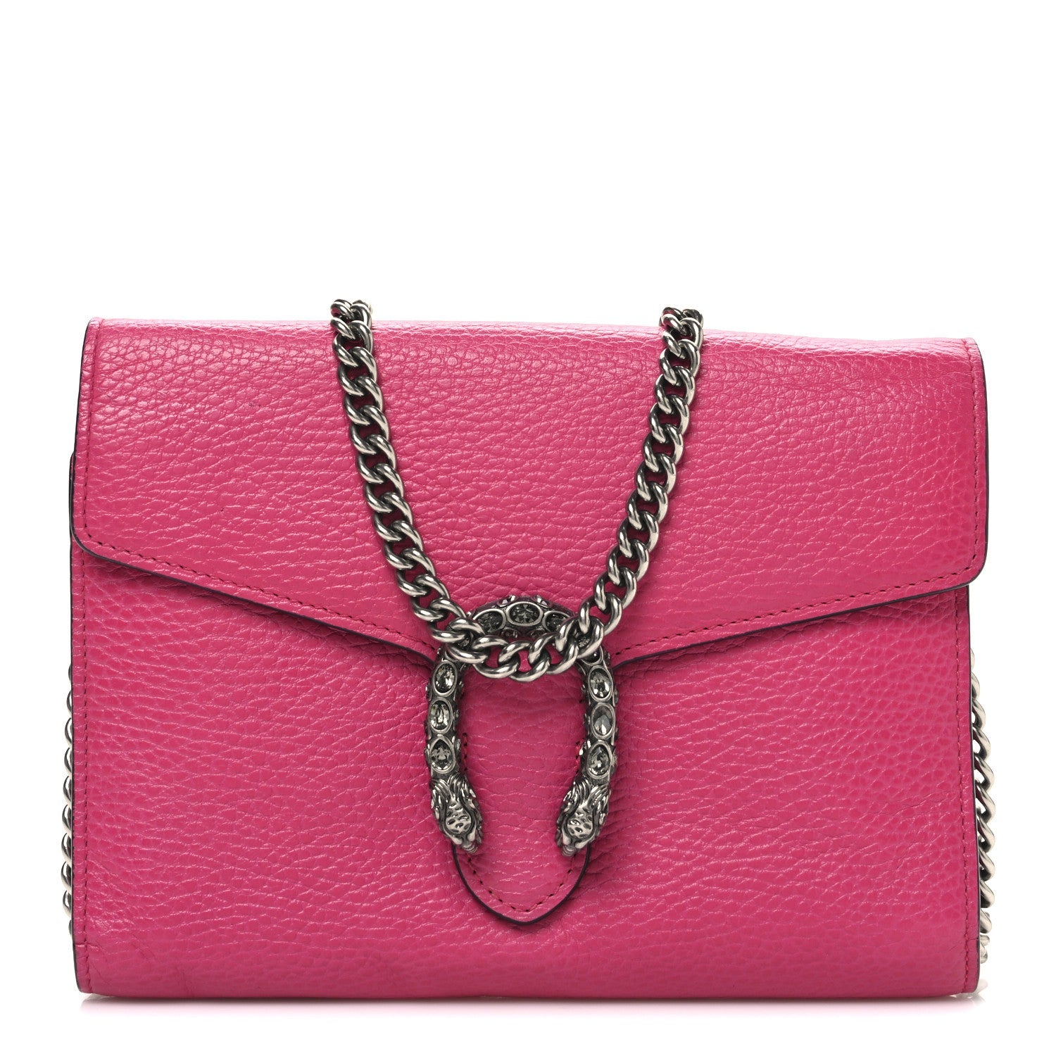 Dollar Calfskin Crystal Mini Dionysus Chain Wallet Box Pink