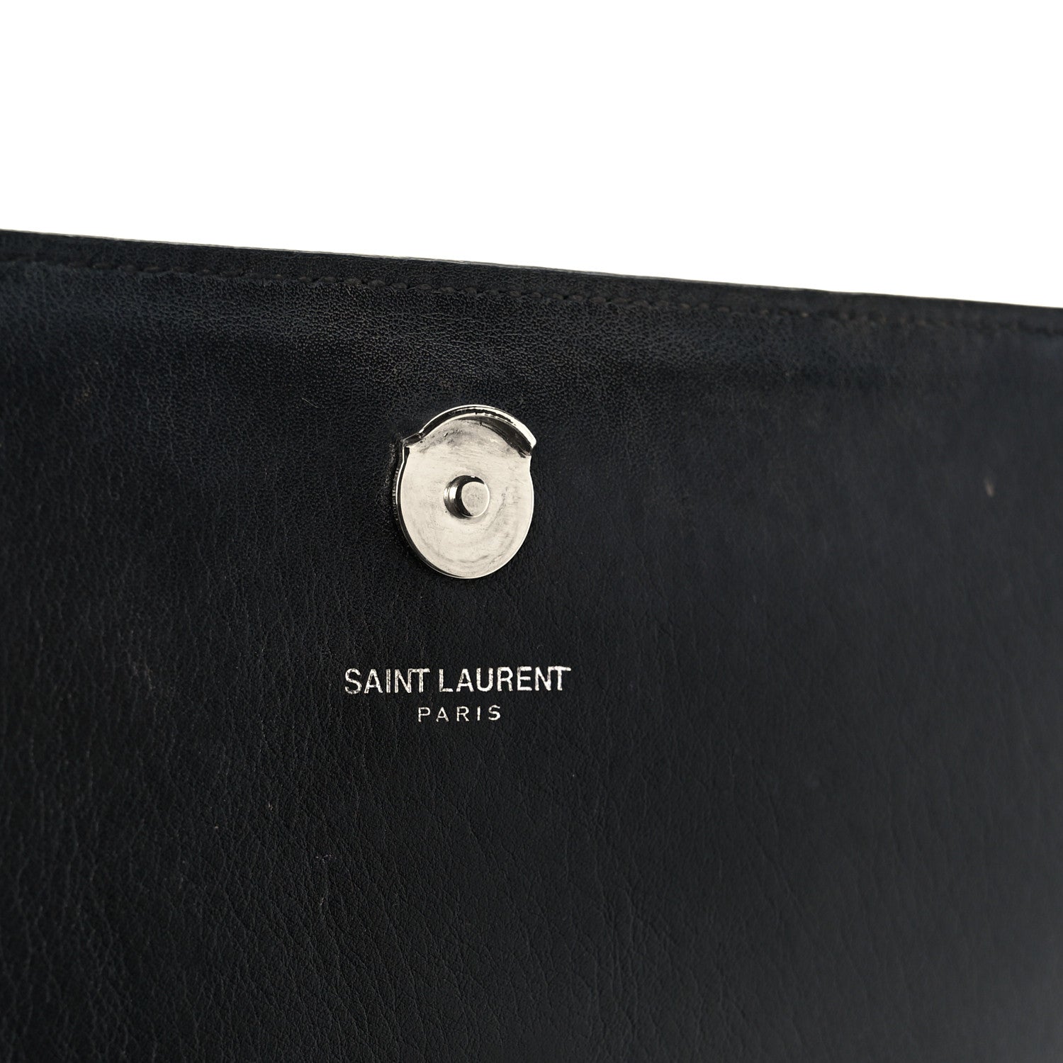 Calfskin Heart Studded Monogram Chain Wallet Black