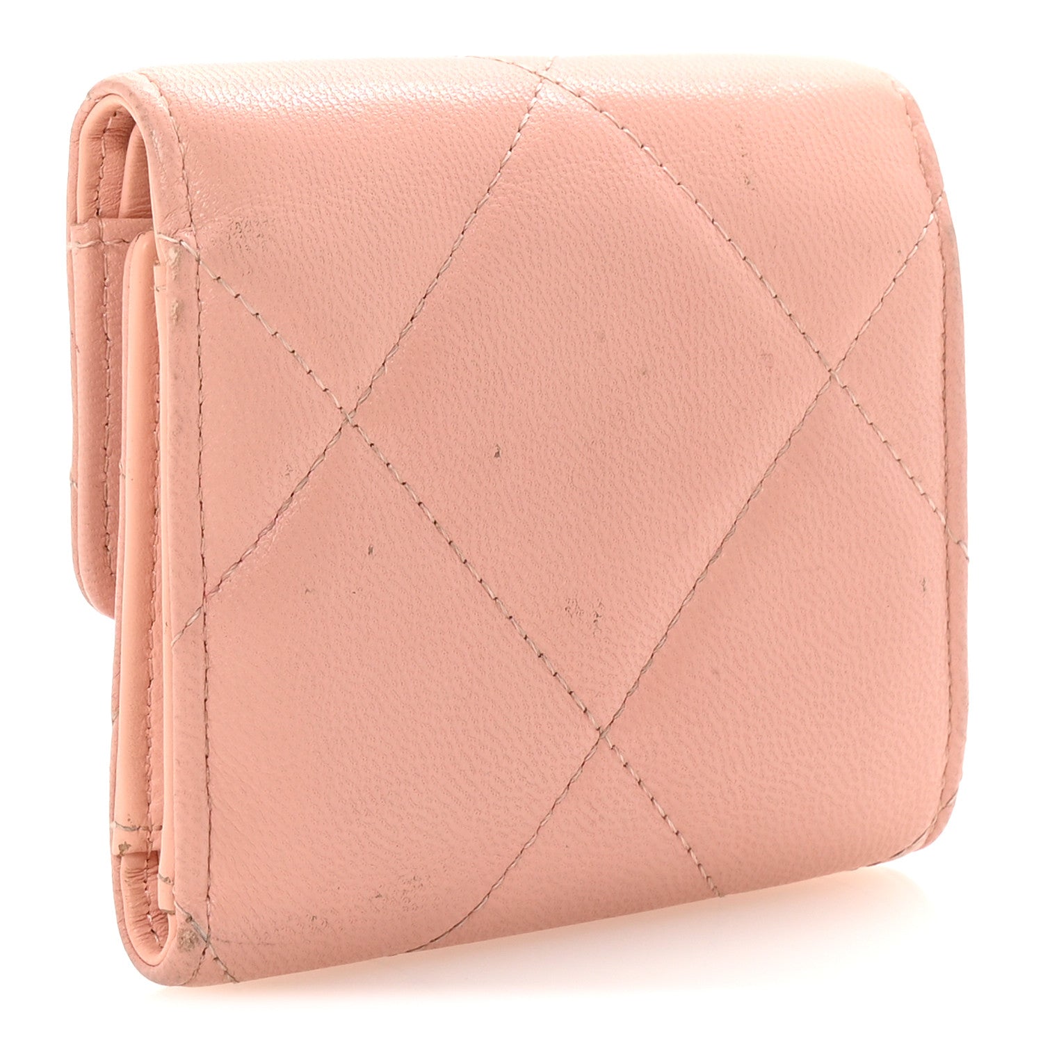 Goatskin Quilted Chanel 19 Small Flap Wallet Pink
