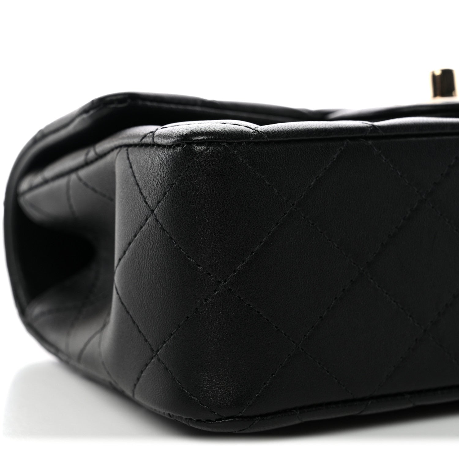 Lambskin Quilted Mini Top Handle Rectangular Flap Black