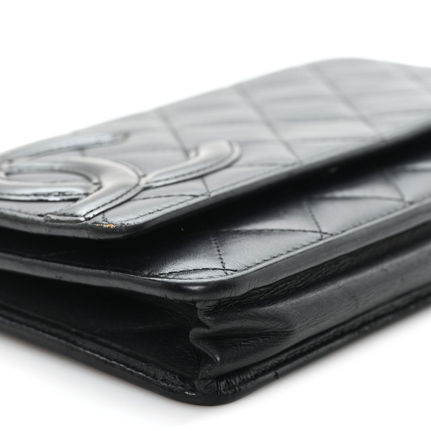 Calfskin Quilted Cambon Wallet on Chain WOC Black