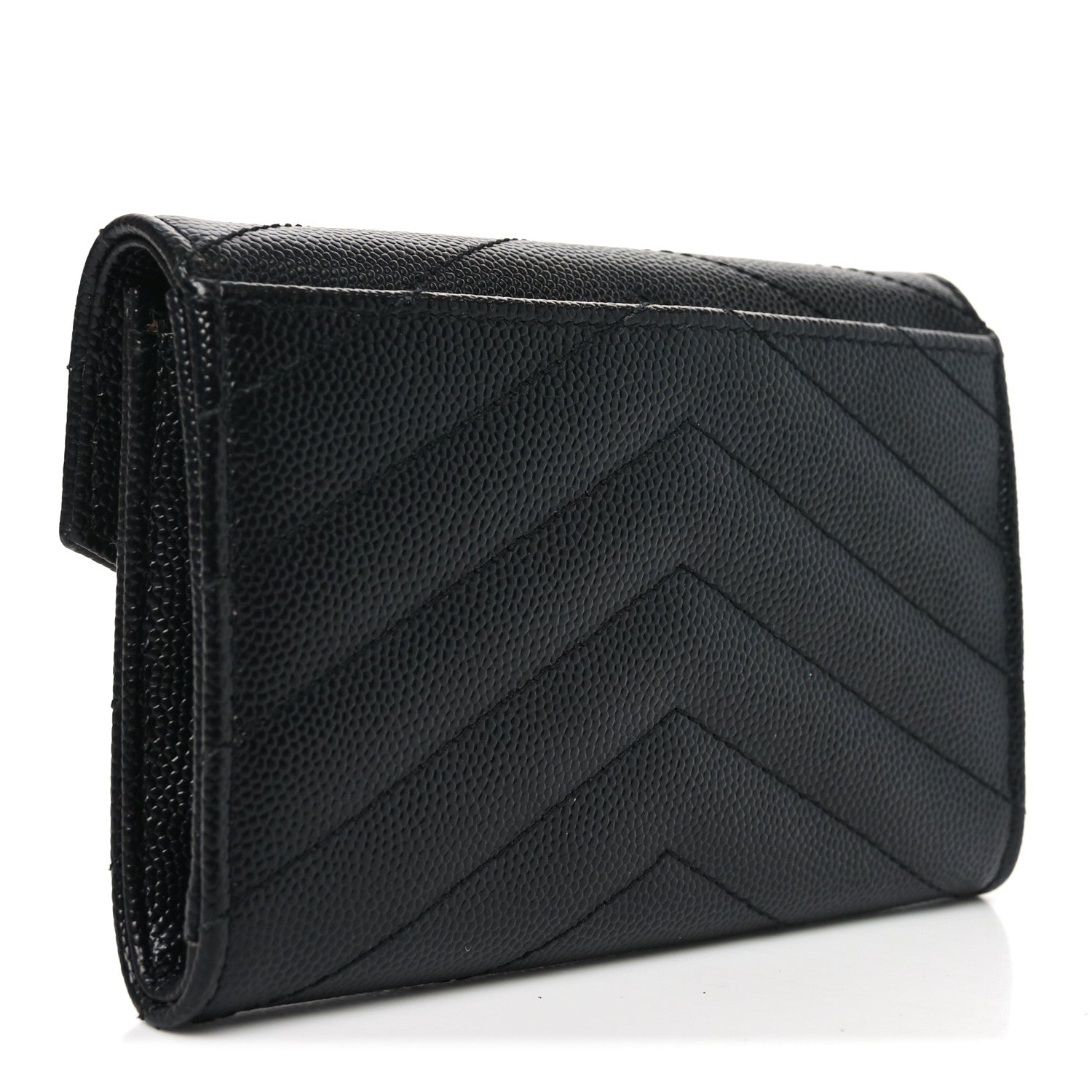Grain De Poudre Matelasse Chevron Small Monogram Envelope Wallet Black
