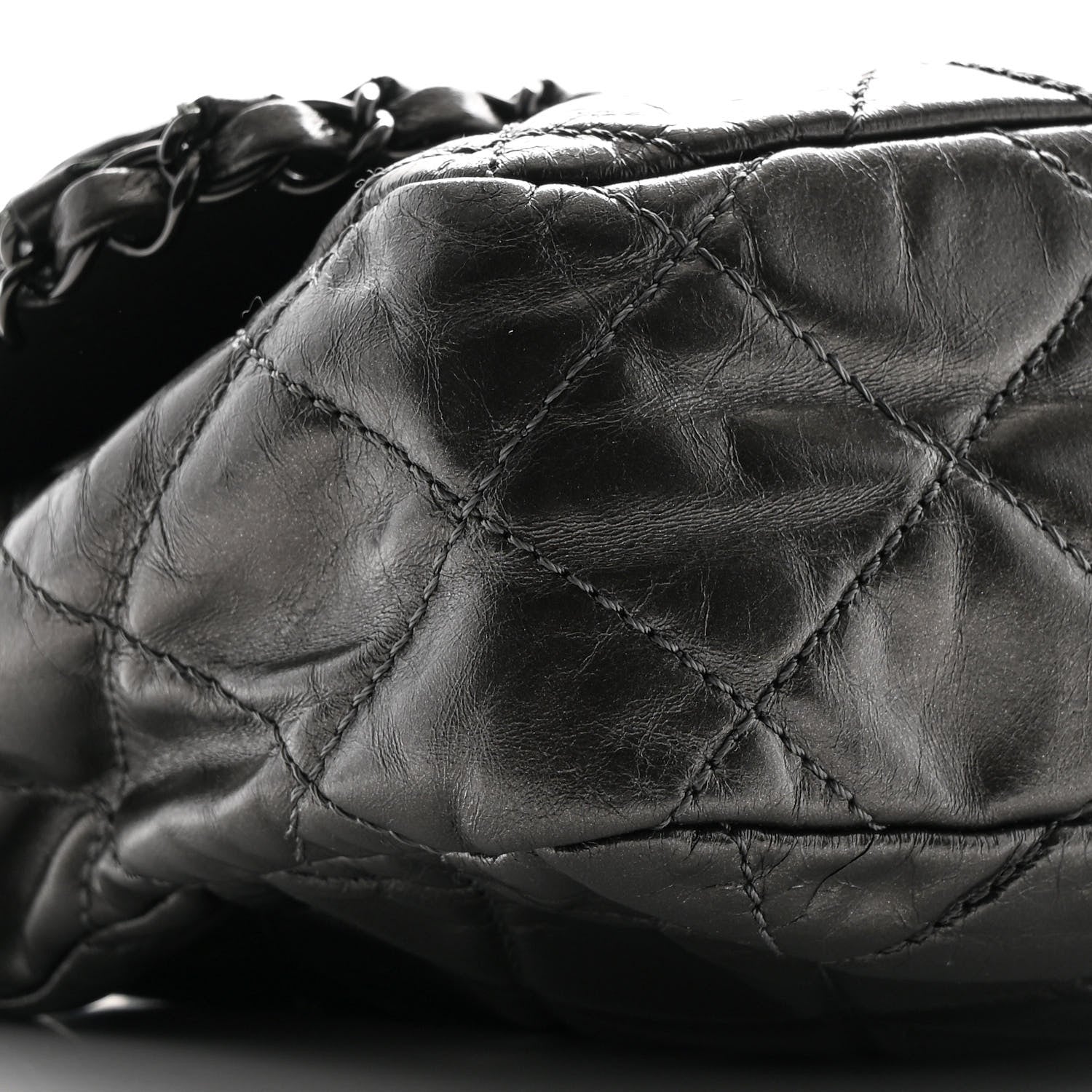 Metallic Calfskin Quilted Medium Chain Me Flap Grey