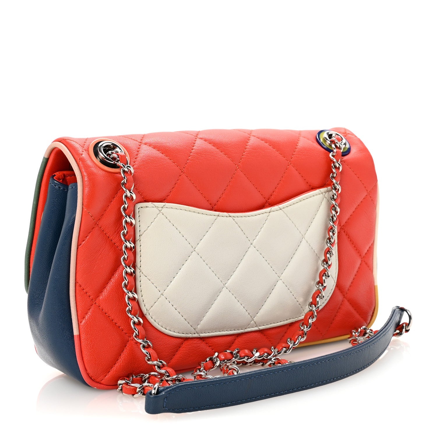 Lambskin Plexiglass Quilted Small Cuba Color Flap Red Multicolor
