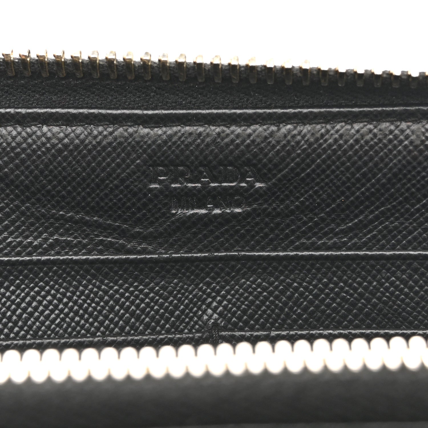 Saffiano Metal Zip Around Wallet Black