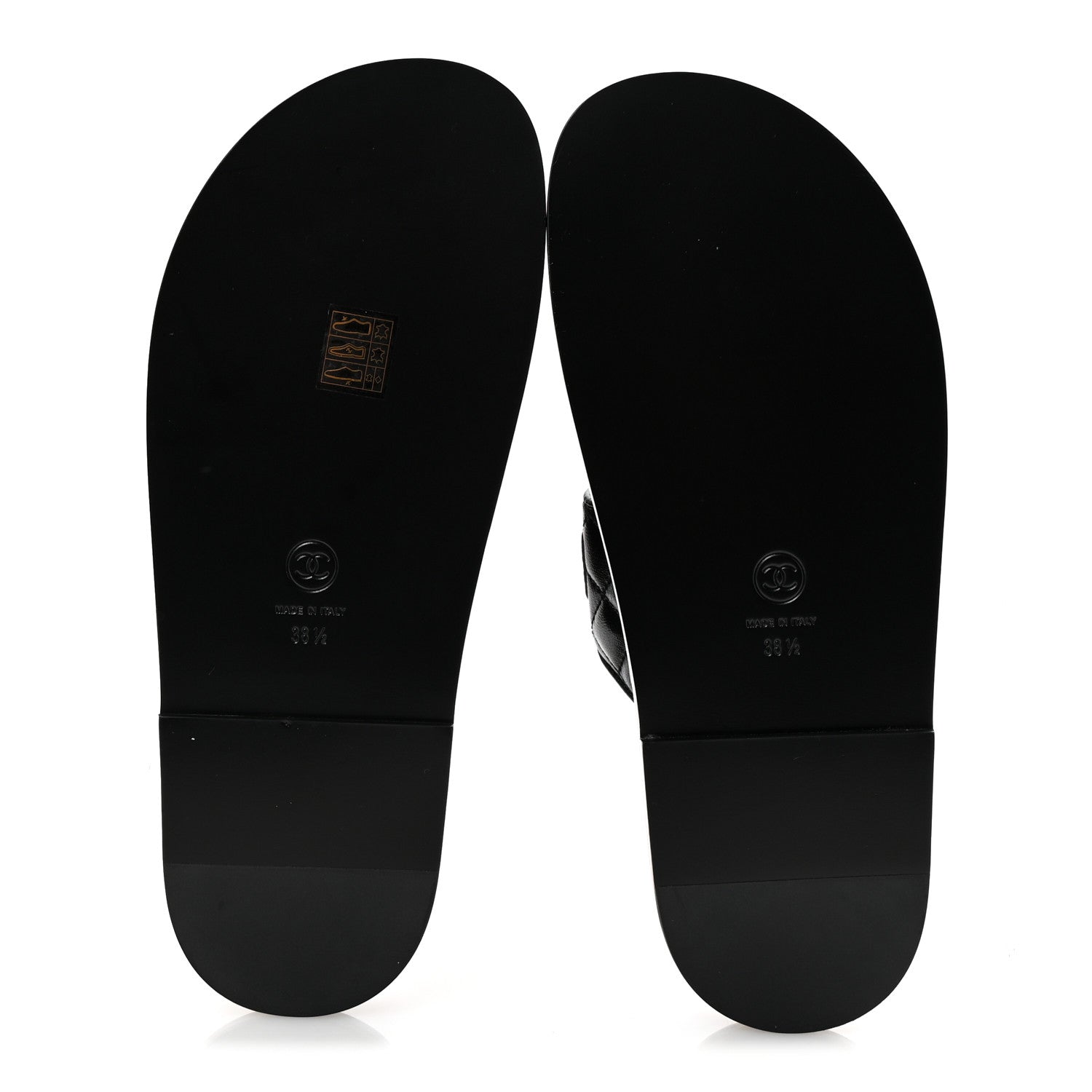 Lambskin Quilted Velcro Dad Chain CC Slide Sandals 38.5 Black