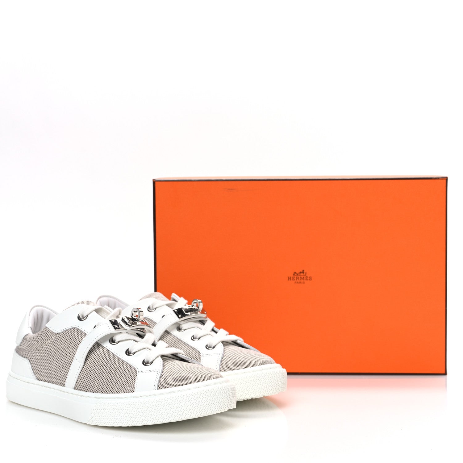 Calfskin Canvas Day Sneakers 36 Prunoir White