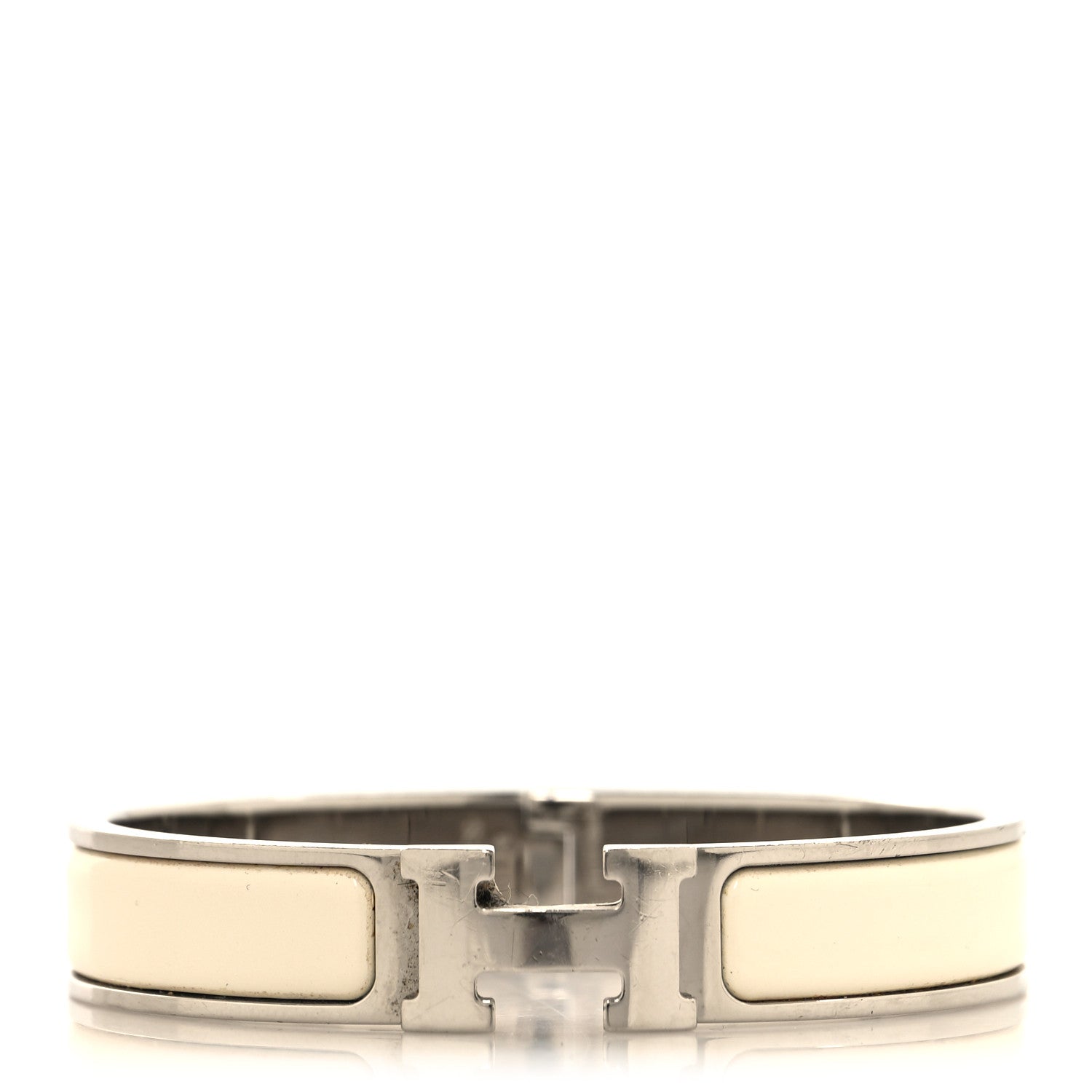 Enamel Narrow Clic Clac H Bracelet PM White