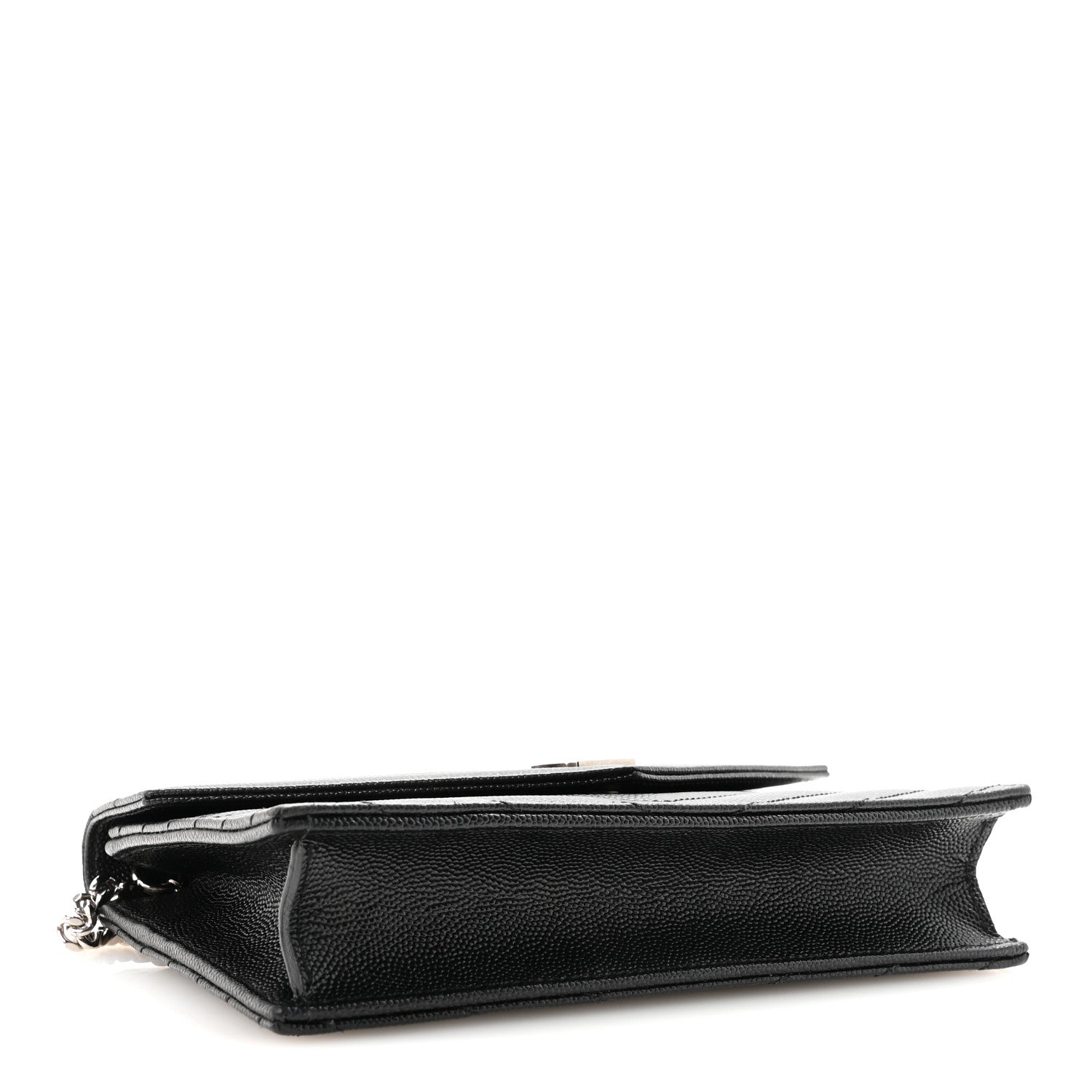 Grain De Poudre Matelasse Chevron Monogram Envelope Chain Wallet Black
