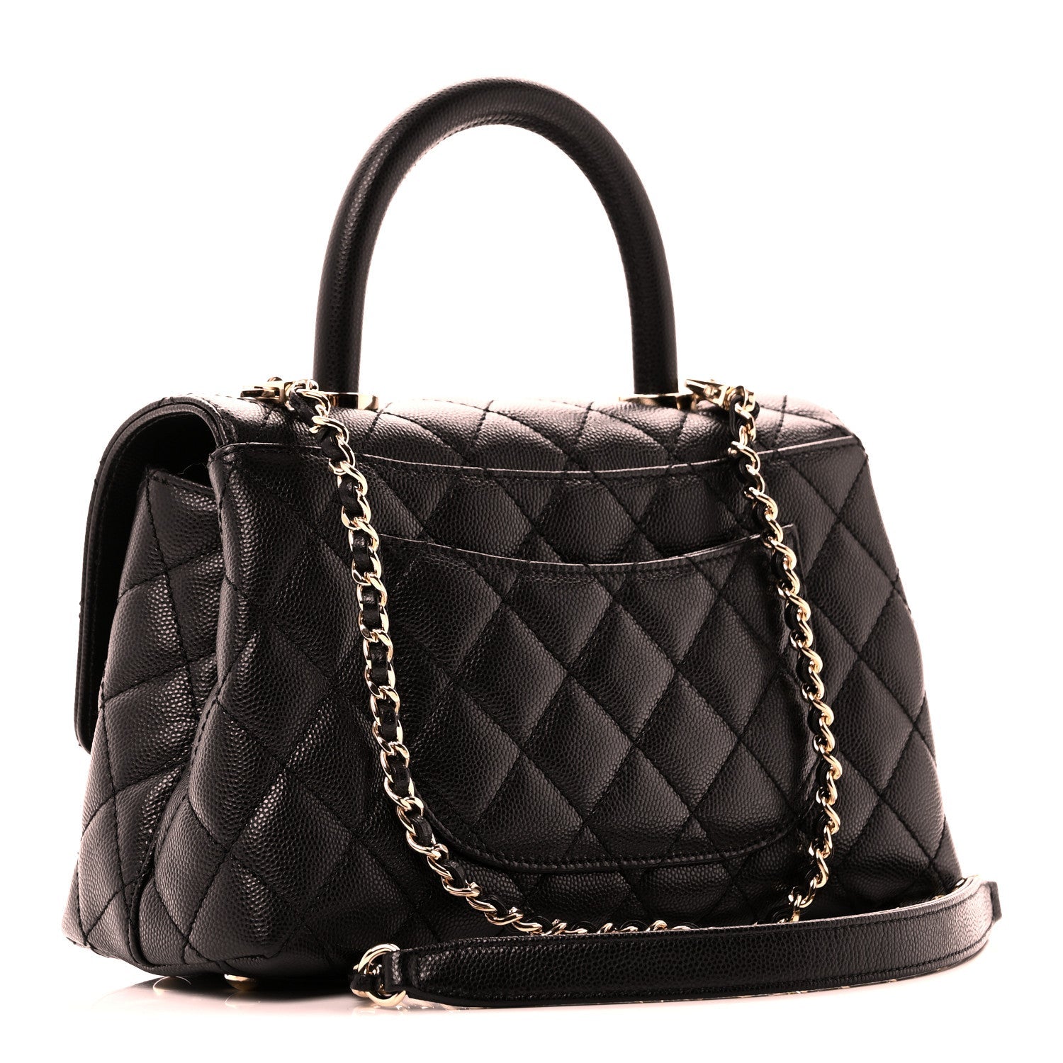 Caviar Quilted Mini Coco Handle Flap Black