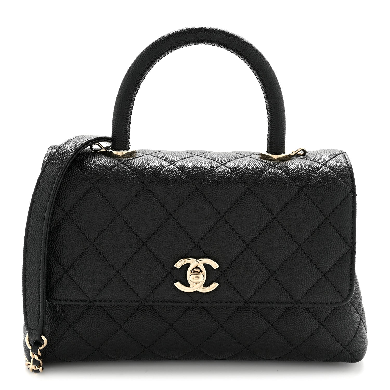 Caviar Quilted Mini Coco Handle Flap Black