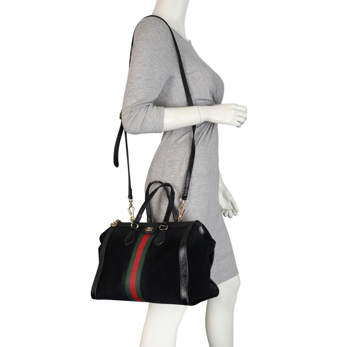 Gucci Ophidia Suede Boston Bag