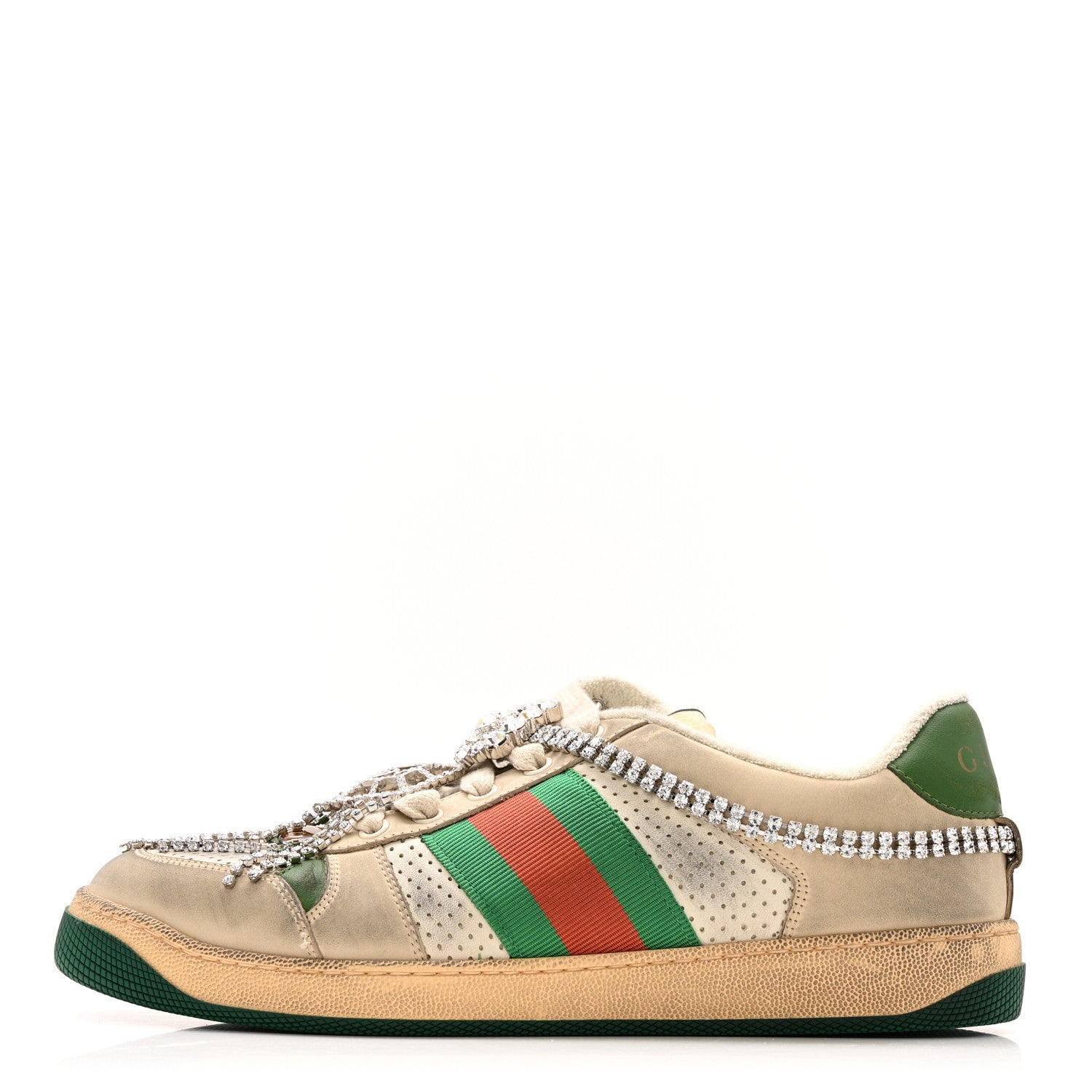 Nubuck Calfskin Web Removable Crystals Mens Screener Sneakers 7 Dusty Milk New Mystic White