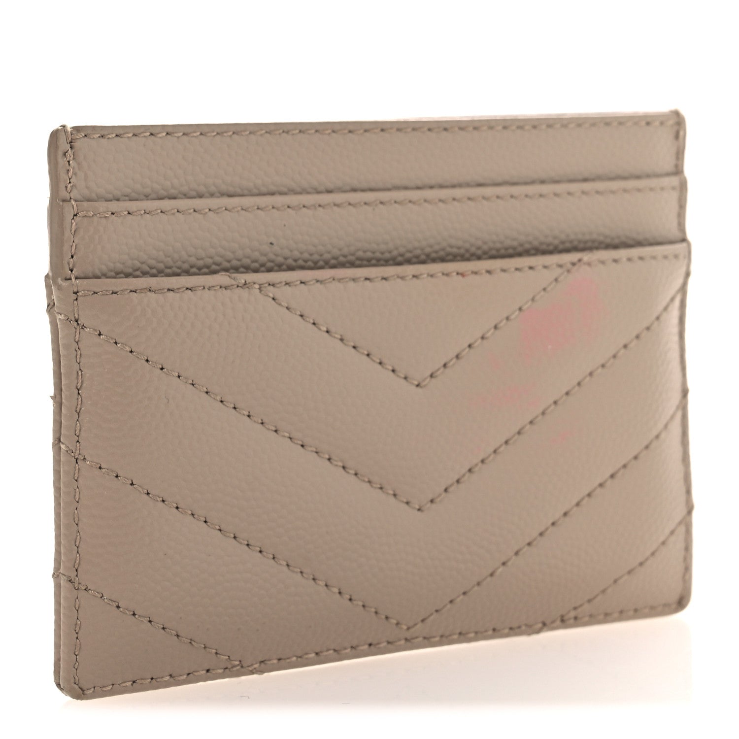 Grain De Poudre Matelasse Chevron Monogram Credit Card Case Dark Beige