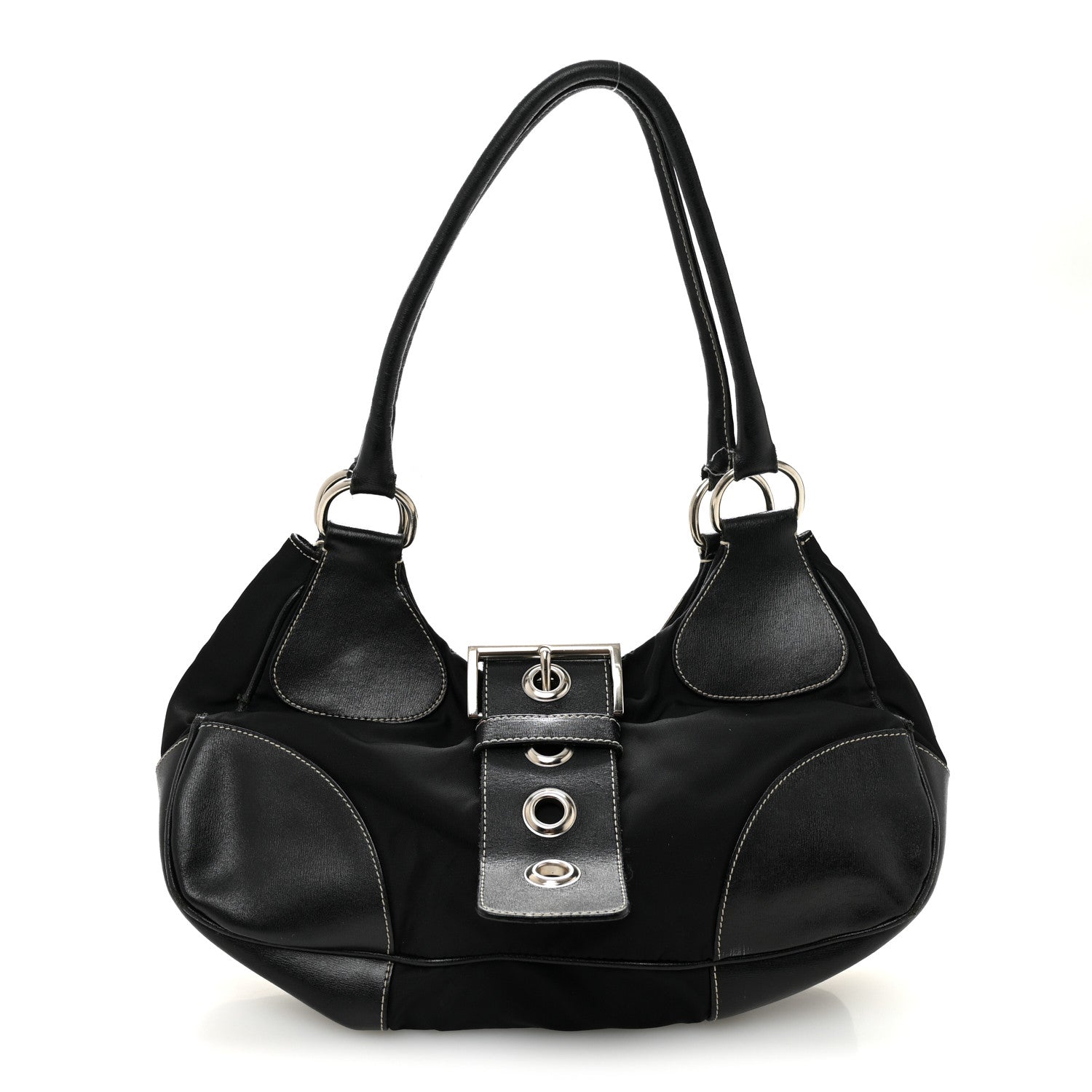 Tessuto Nylon Moon Shoulder Bag Black