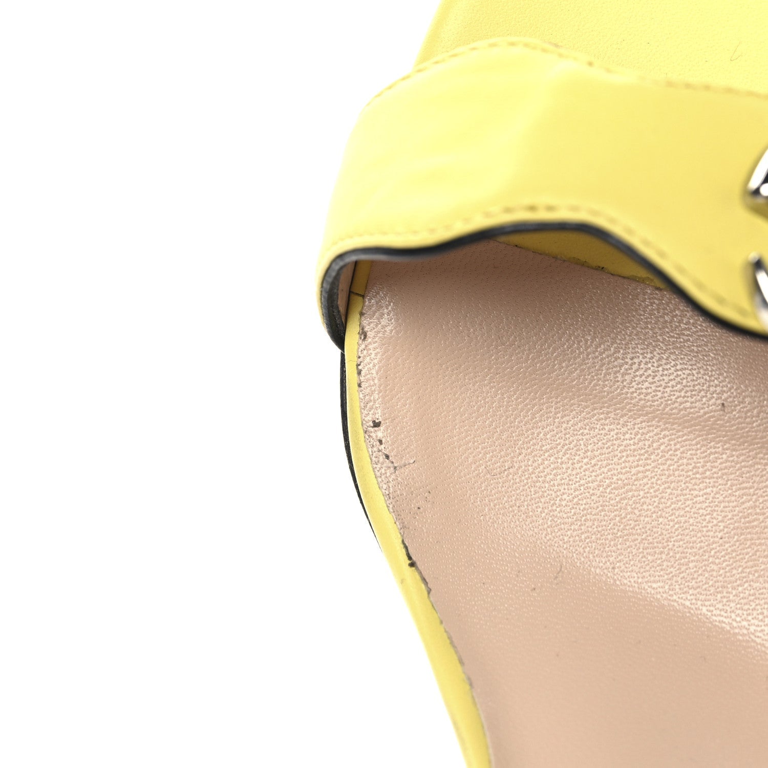 Lifford Calfskin GG Marmont Ankle Wrap 75mm Sandals 35.5 Banana