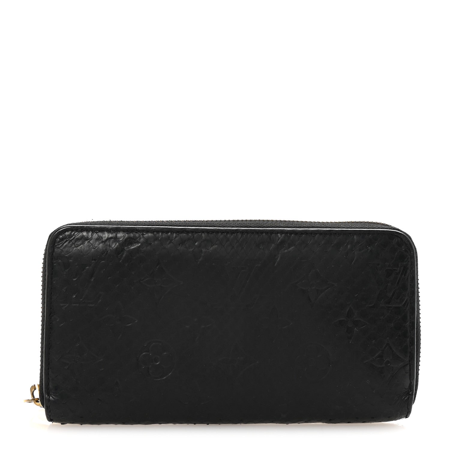 Snakeskin Monogram Zippy Wallet Black