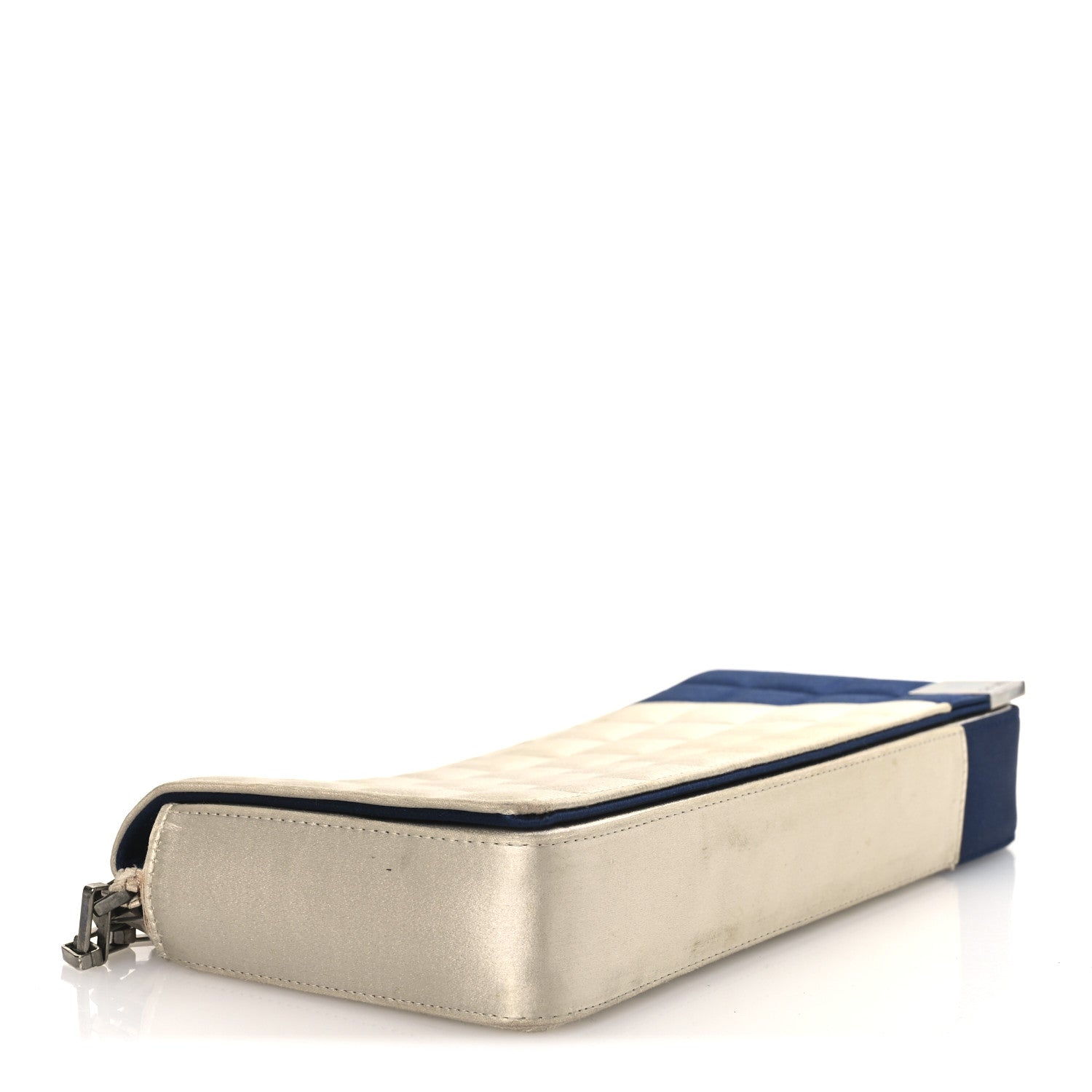 Satin Chocolate Bar Flap White Blue