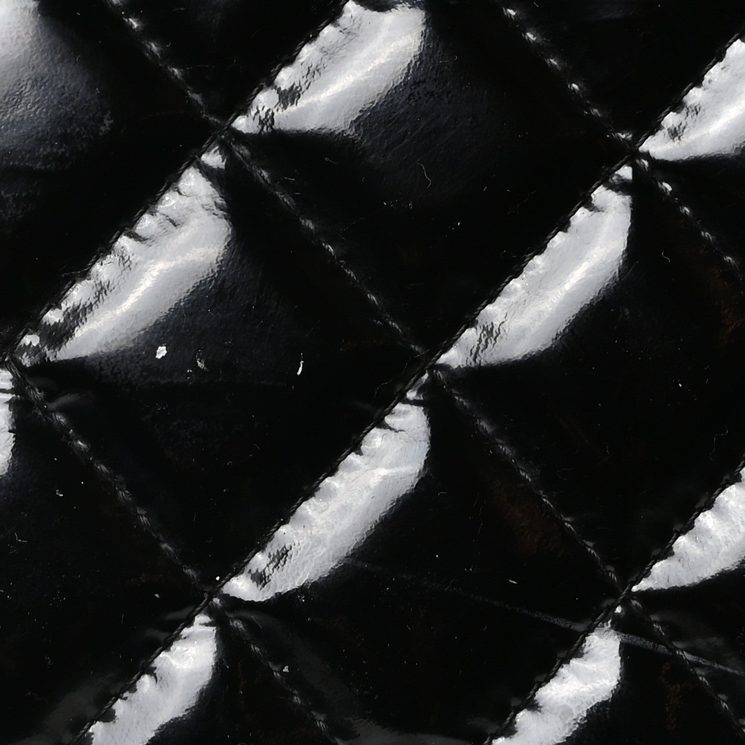 Patent Calfskin Quilted Large Cosmetic Case Black