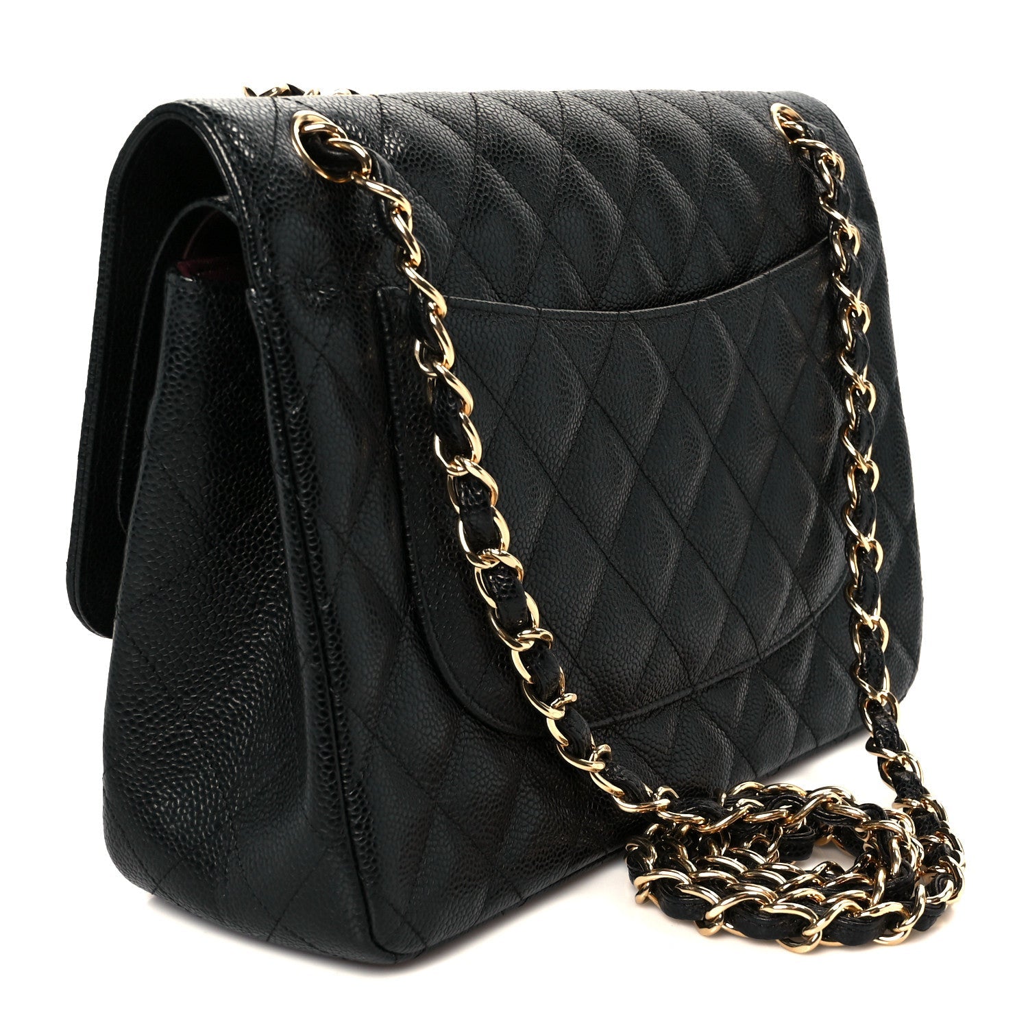 Caviar Quilted Jumbo Double Flap Black