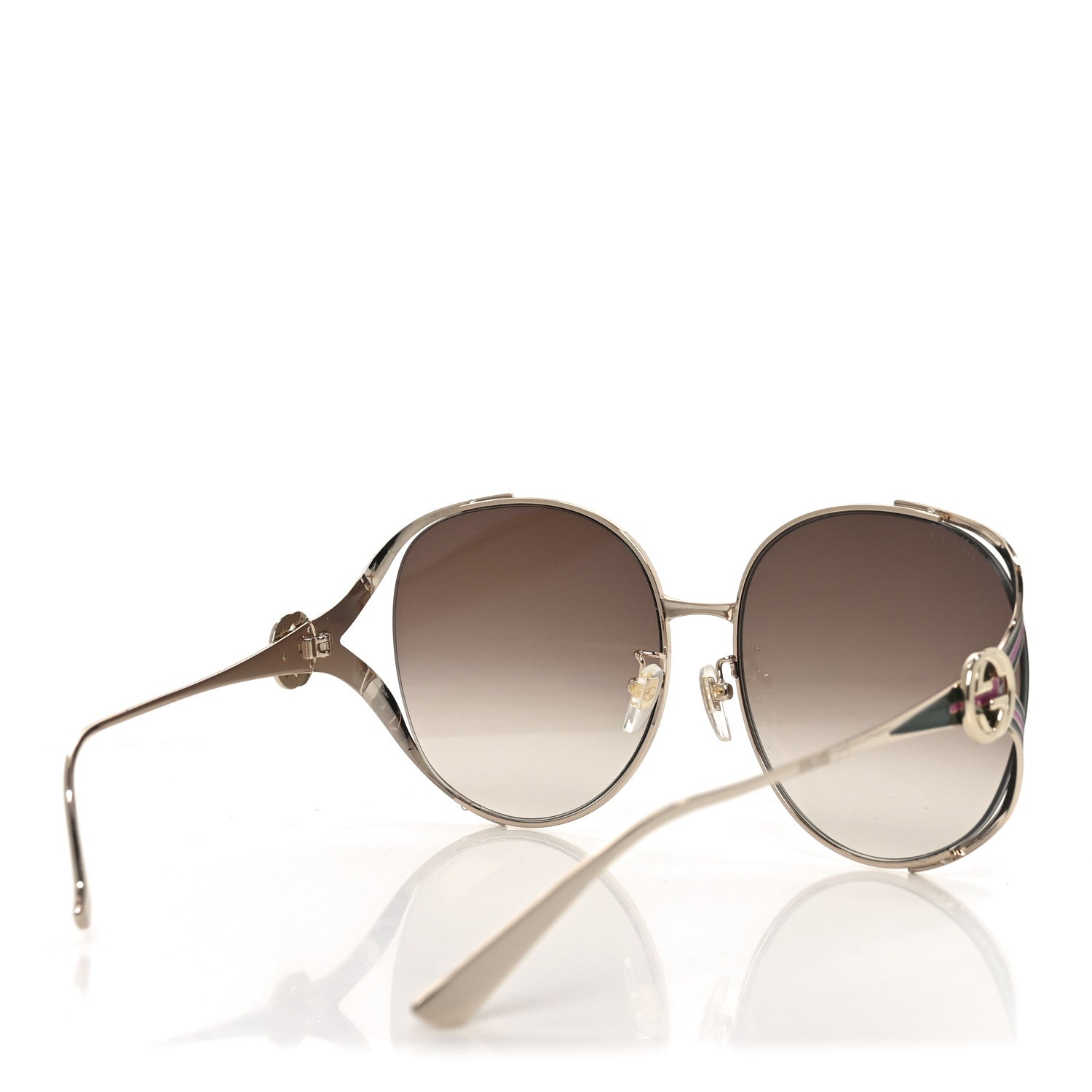 Metal Oversized Round Frame GG0225S Sunglasses Green Pink