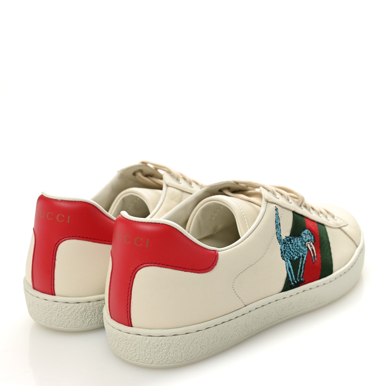 X FREYA HARTAS Calfskin Miro Soft Web Mythical Creature Embroidered Mens Ace Sneakers 8 New Mystic White