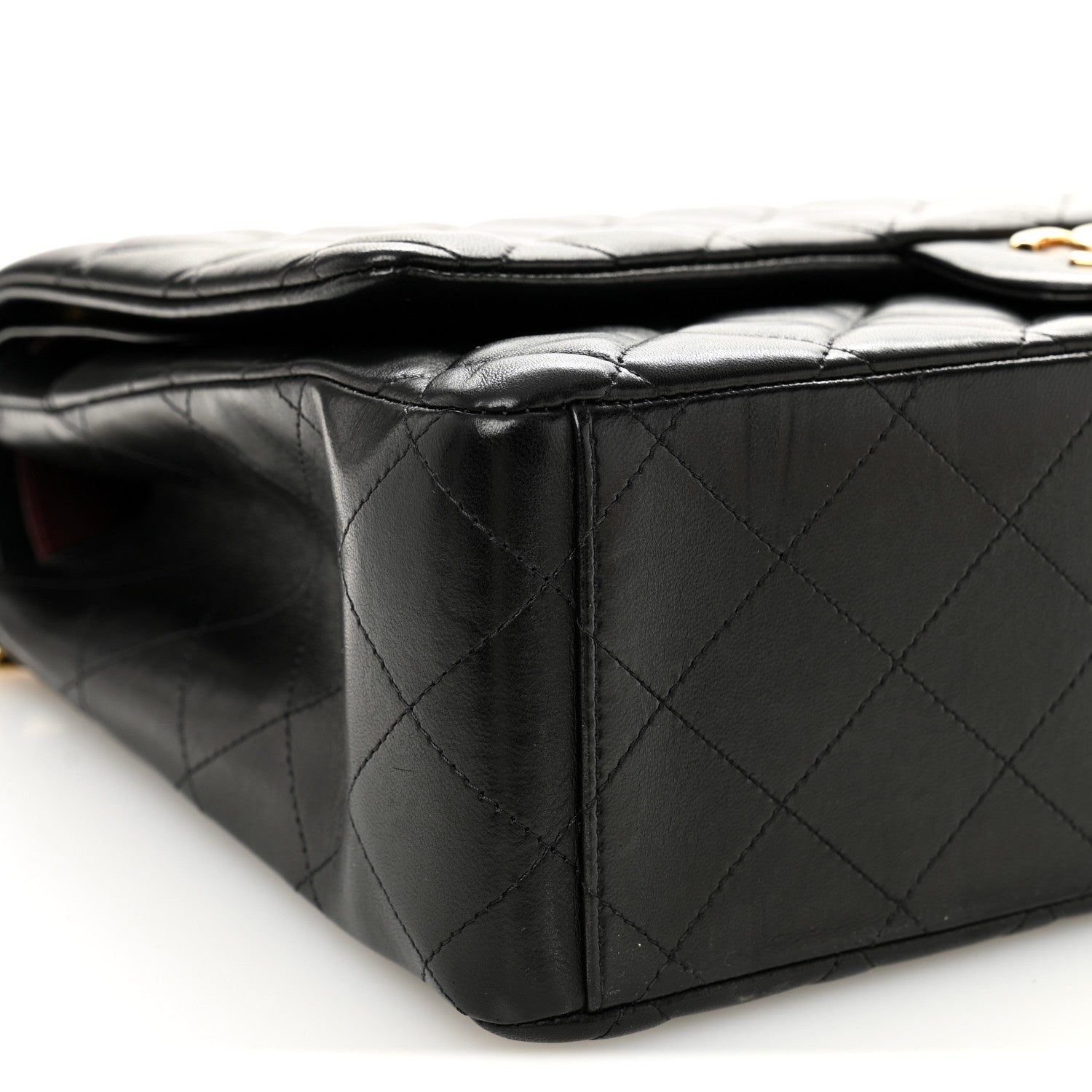 Lambskin Quilted Maxi Double Flap Black