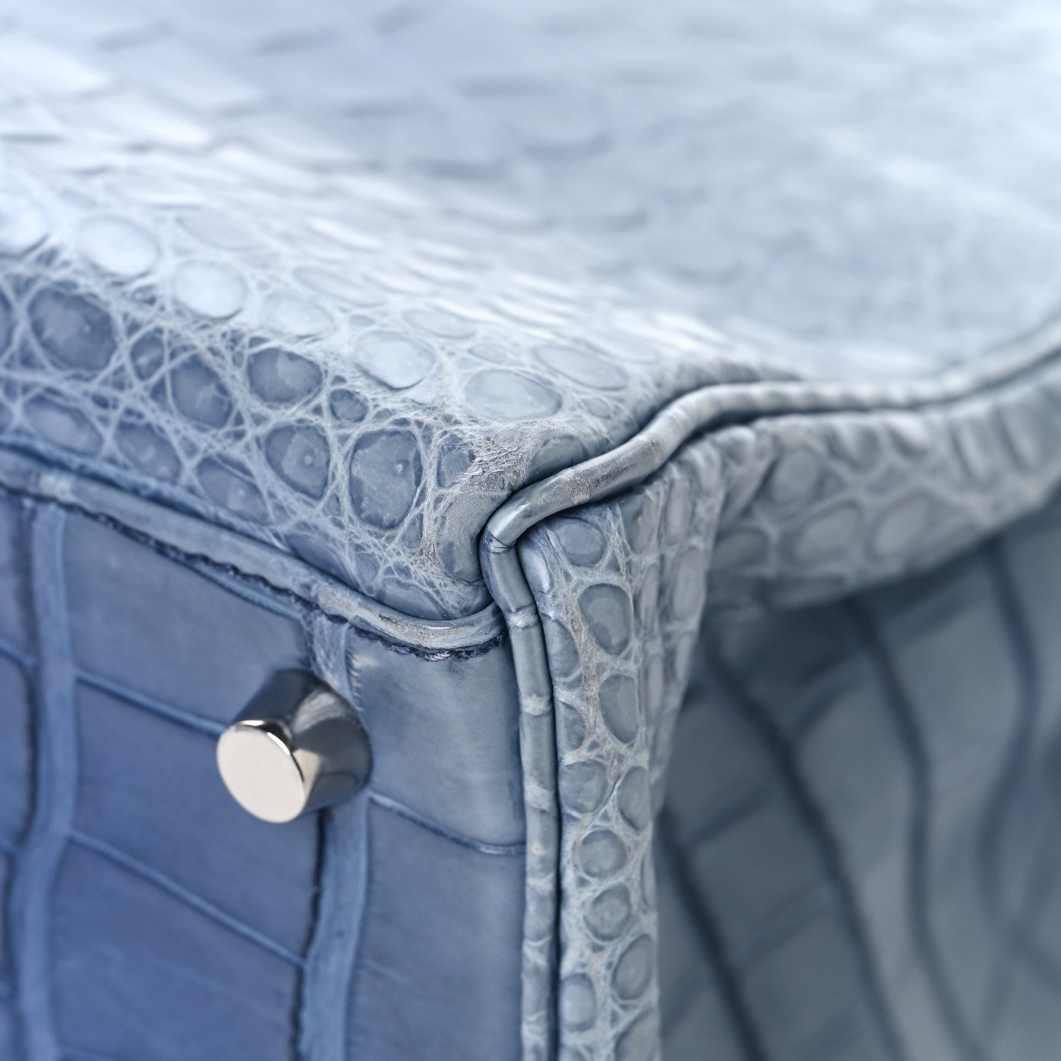 Matte Porosus Crocodile Kelly 35 Bleu Brighton