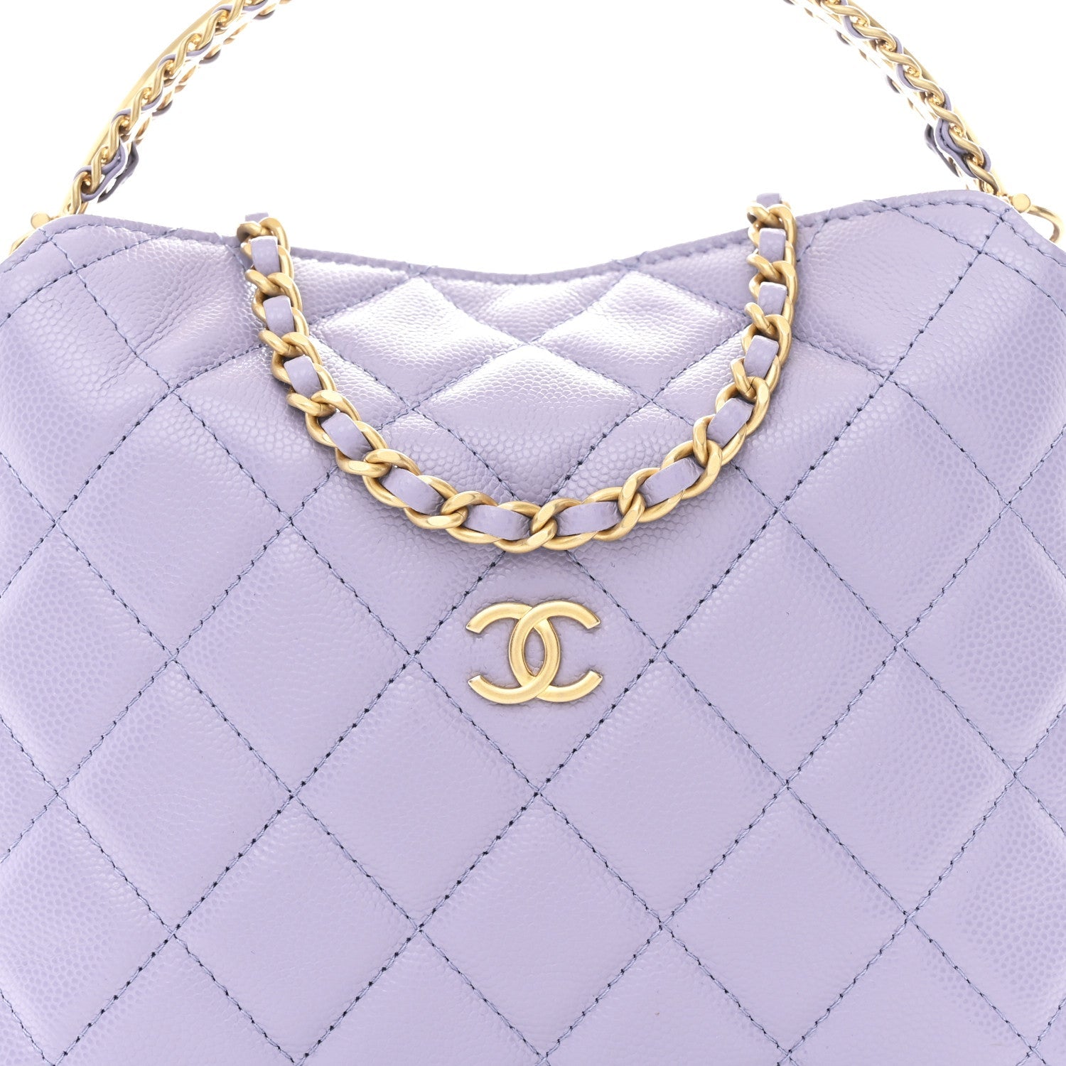 Caviar Quilted Chanel Way Clutch With Chain Light Purple