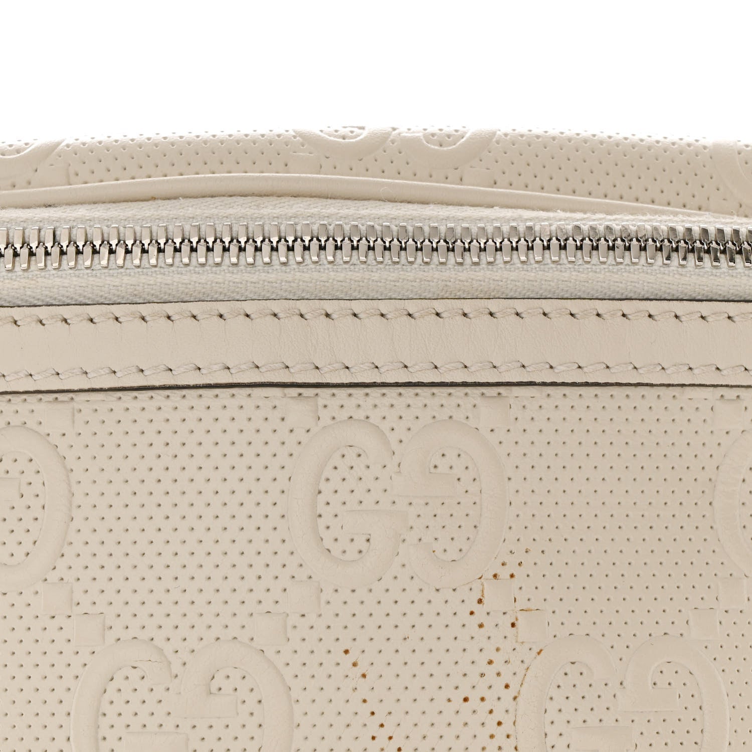 Calfskin GG Tennis Embossed Belt Bag Mystic White
