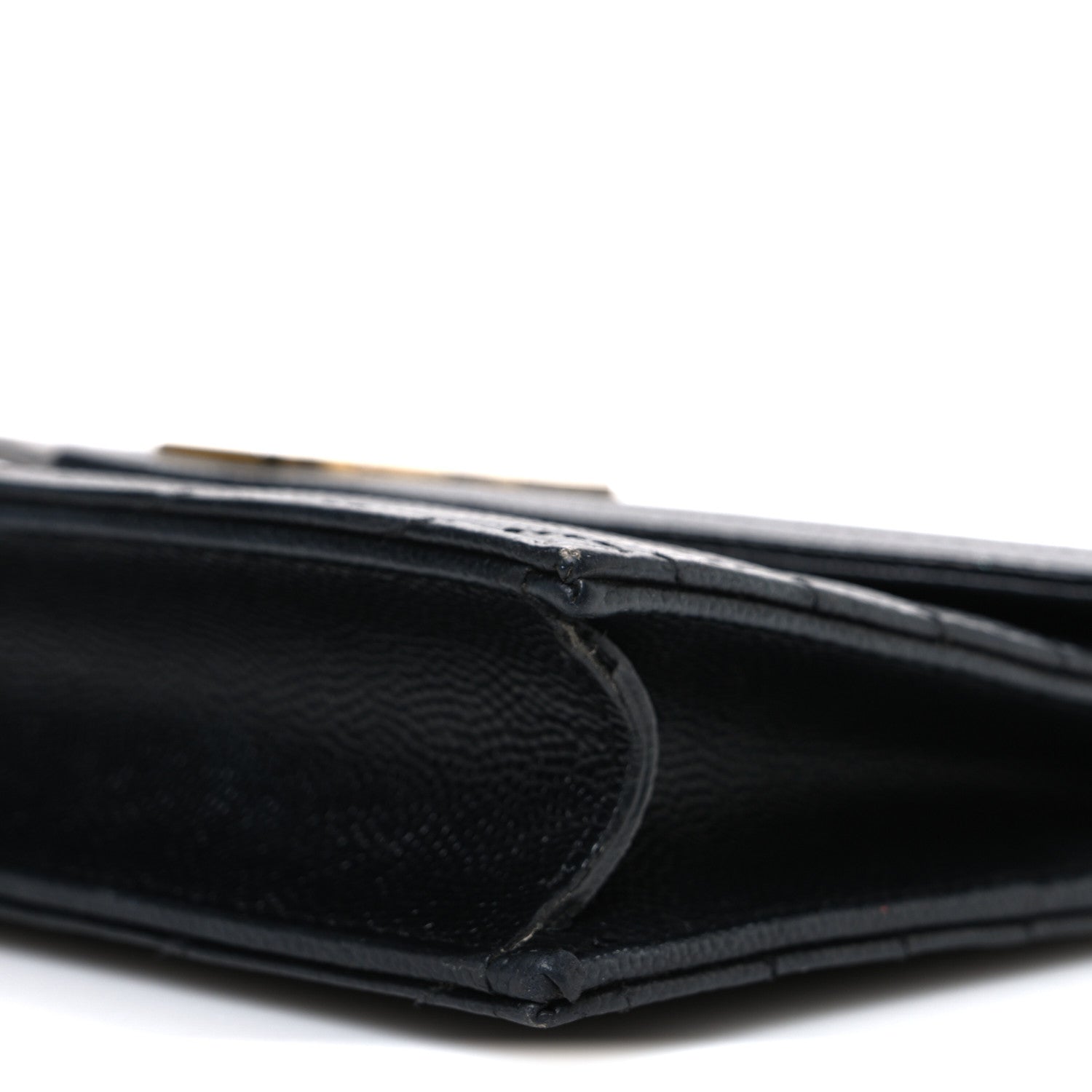 Grain De Poudre Matelasse Chevron Monogram Envelope Chain Wallet Black
