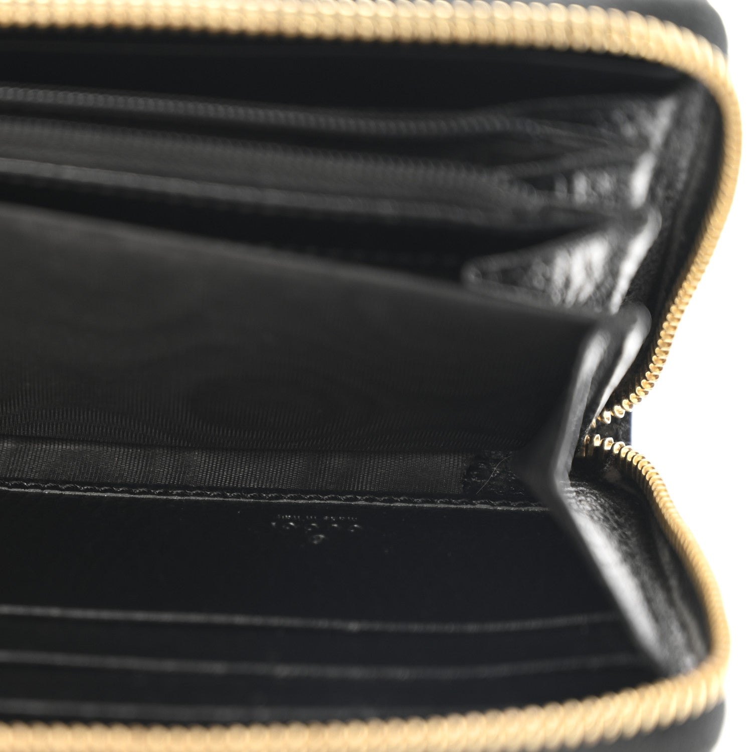 Dollar Calfskin GG Supreme Monogram GG Marmont Zip Around Wallet Black Beige Ebony