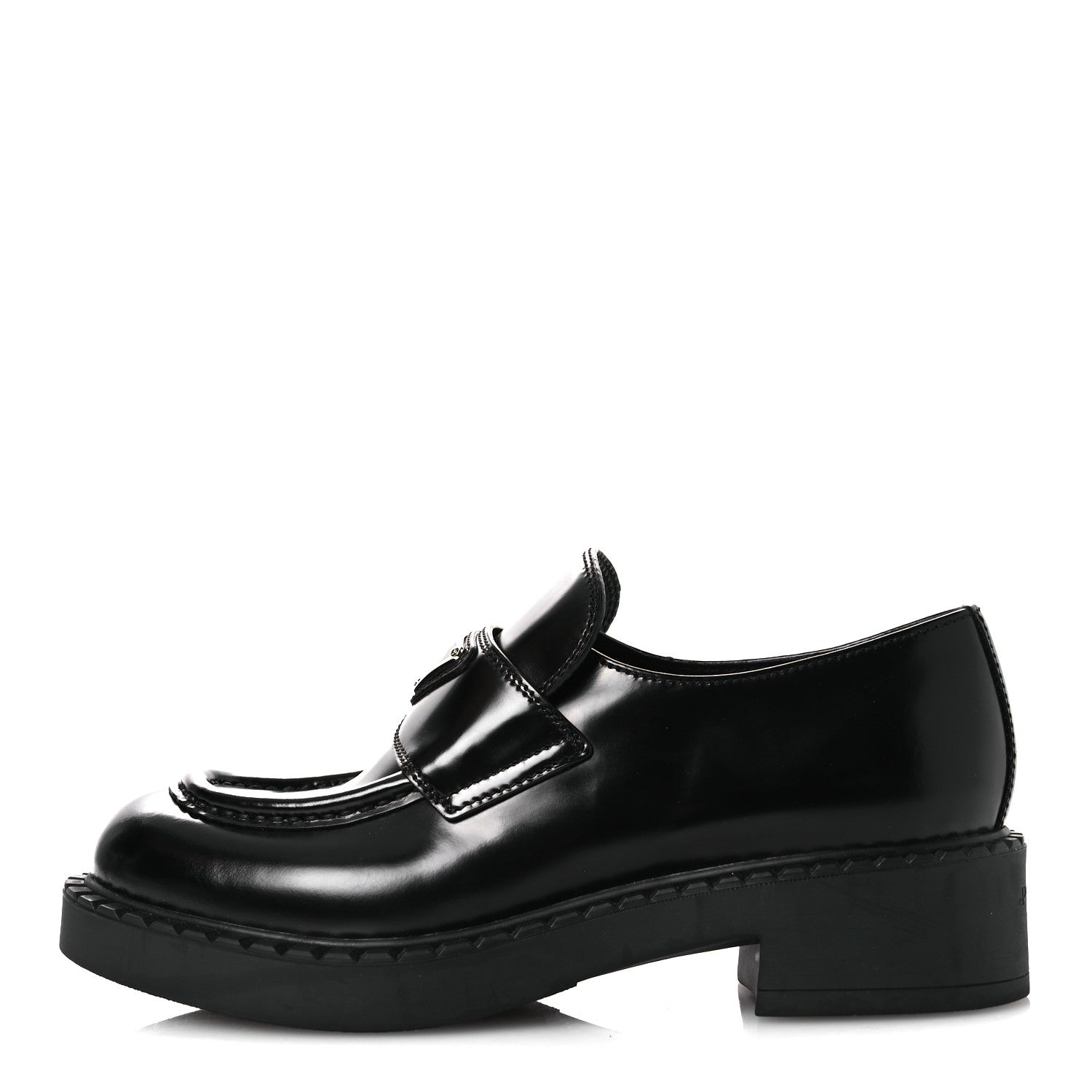 Spazzolato Metal Triangle Logo 50mm Loafers 36 Black