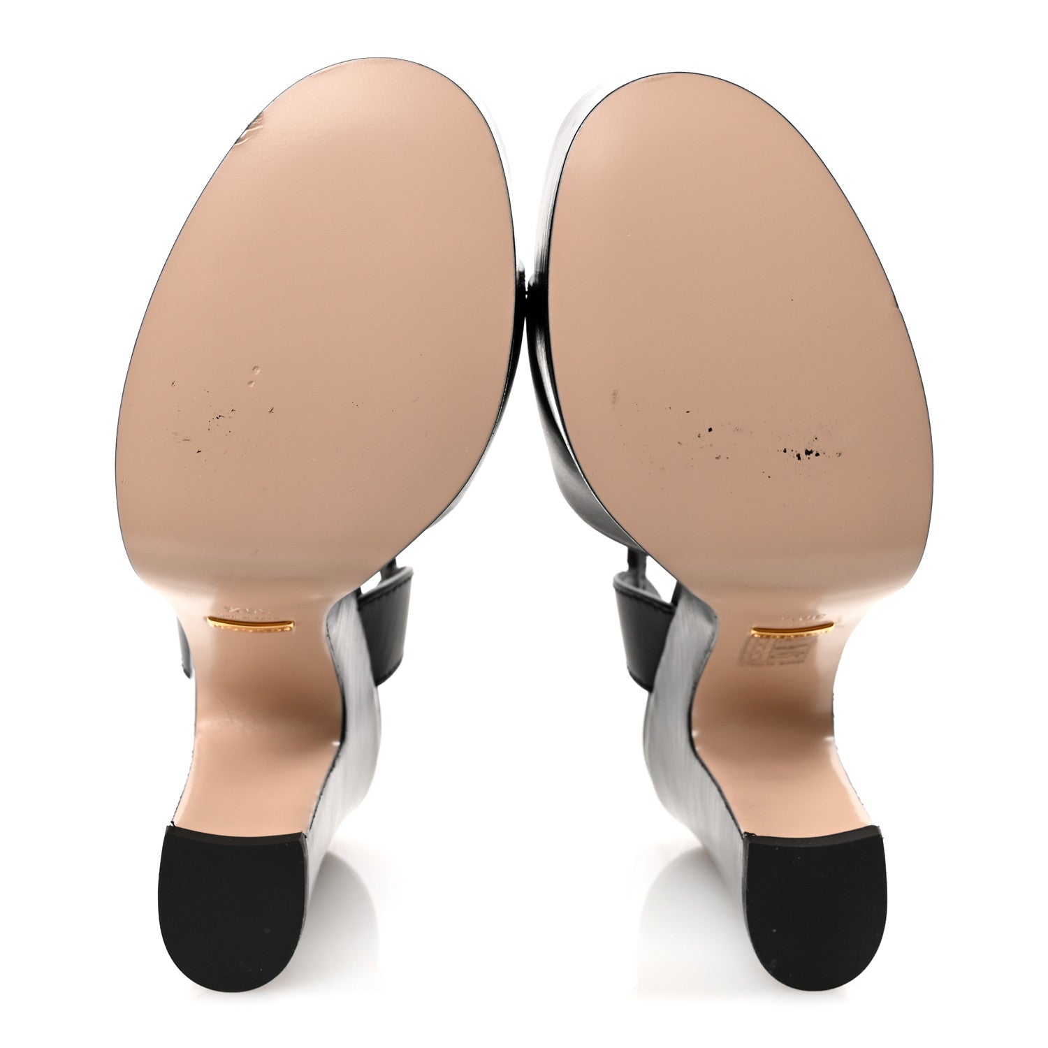 Cosmos Softy Calfskin Wooden Interlocking G Cut-Out 30/120mm Platform Sandals 39.5 Black