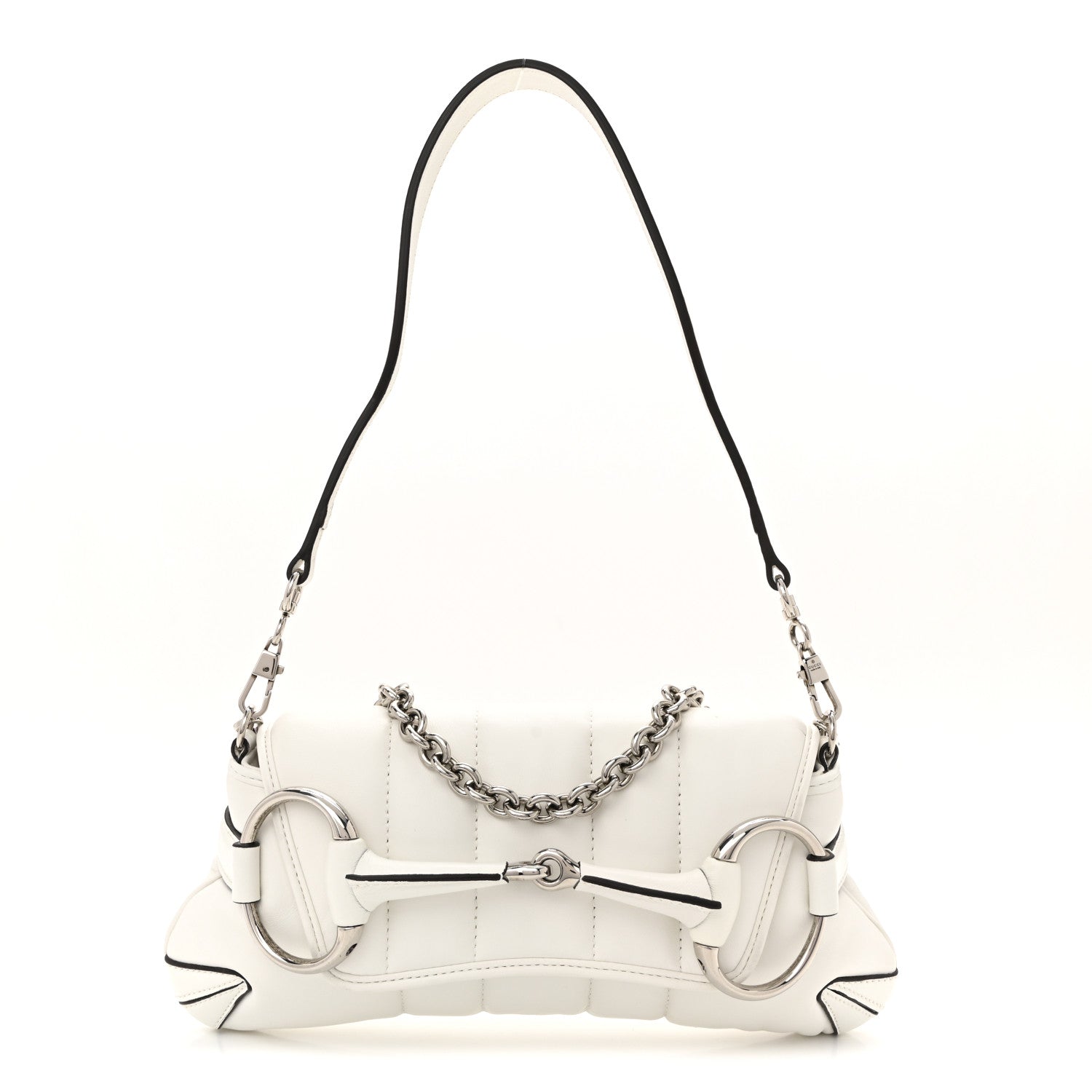Nappa Vertical Matelasse Small Maxi Horsebit Chain Shoulder Bag Great White