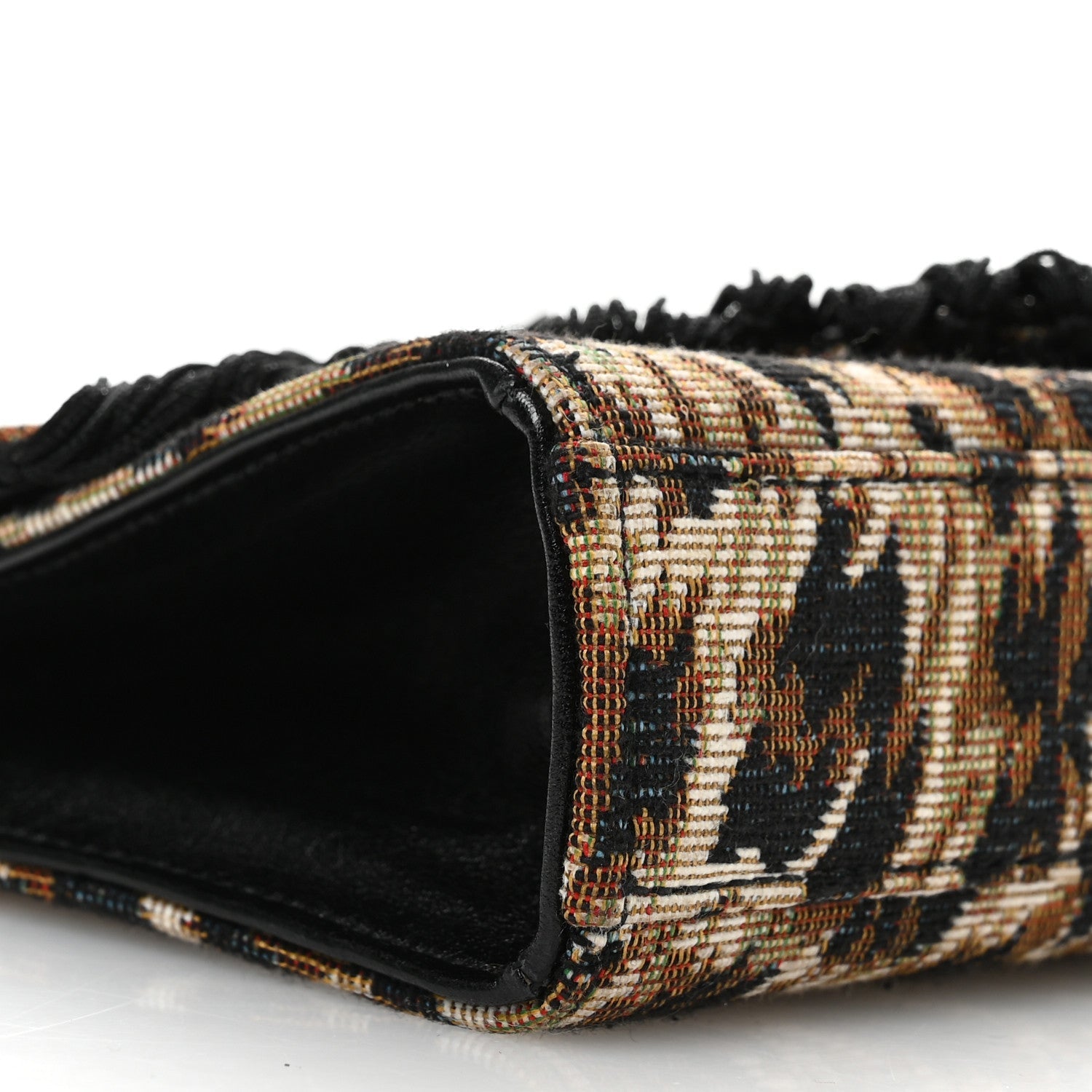 Canvas Leopard Print Fringe Baby Monogram Satchel Black Multicolor