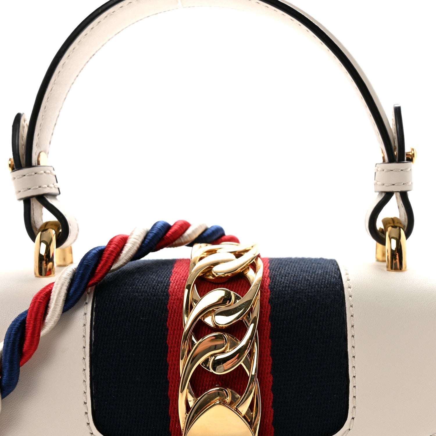 Calfskin Mini Sylvie Top Handle Bag White