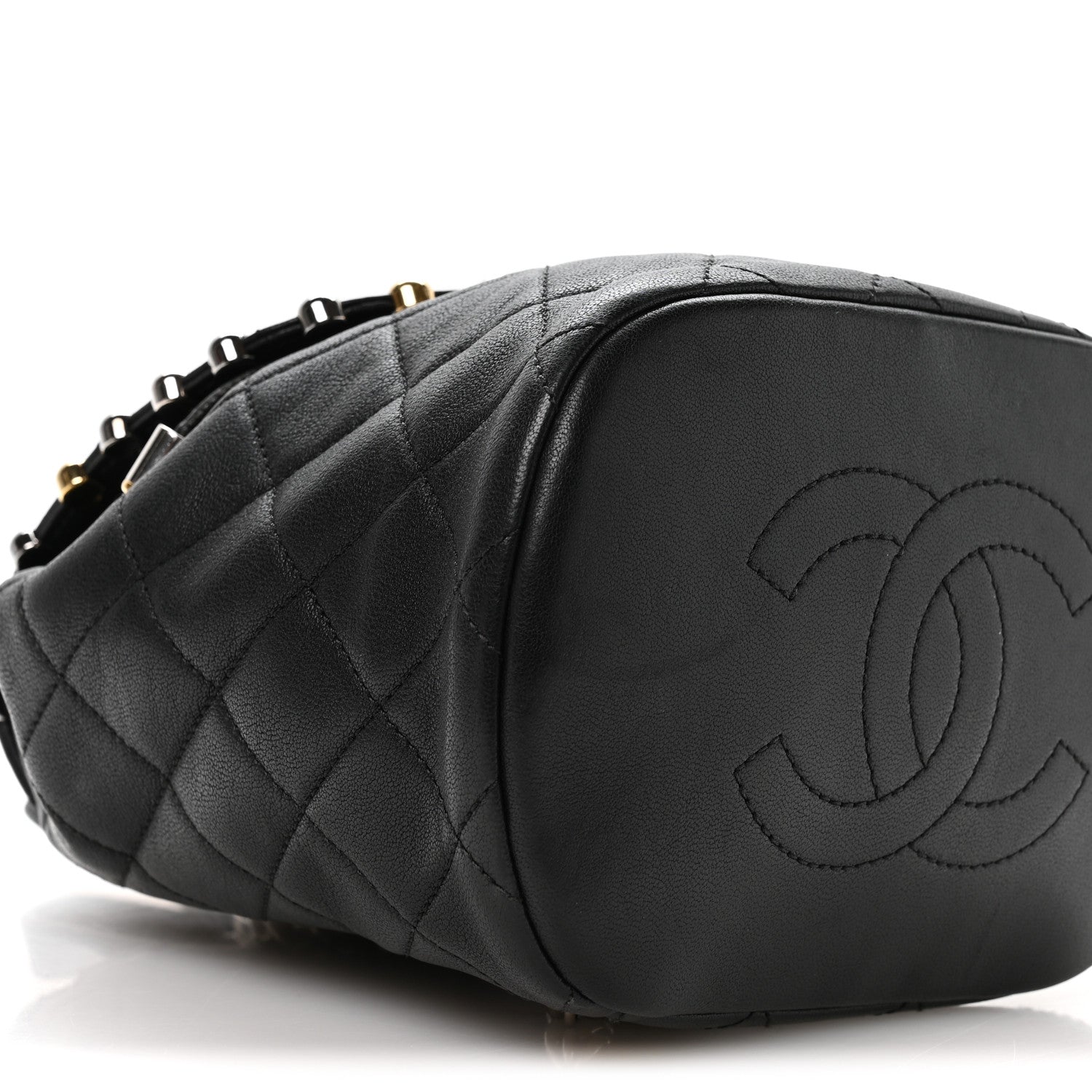 Lambskin Quilted Metallic Bubble Backpack Black