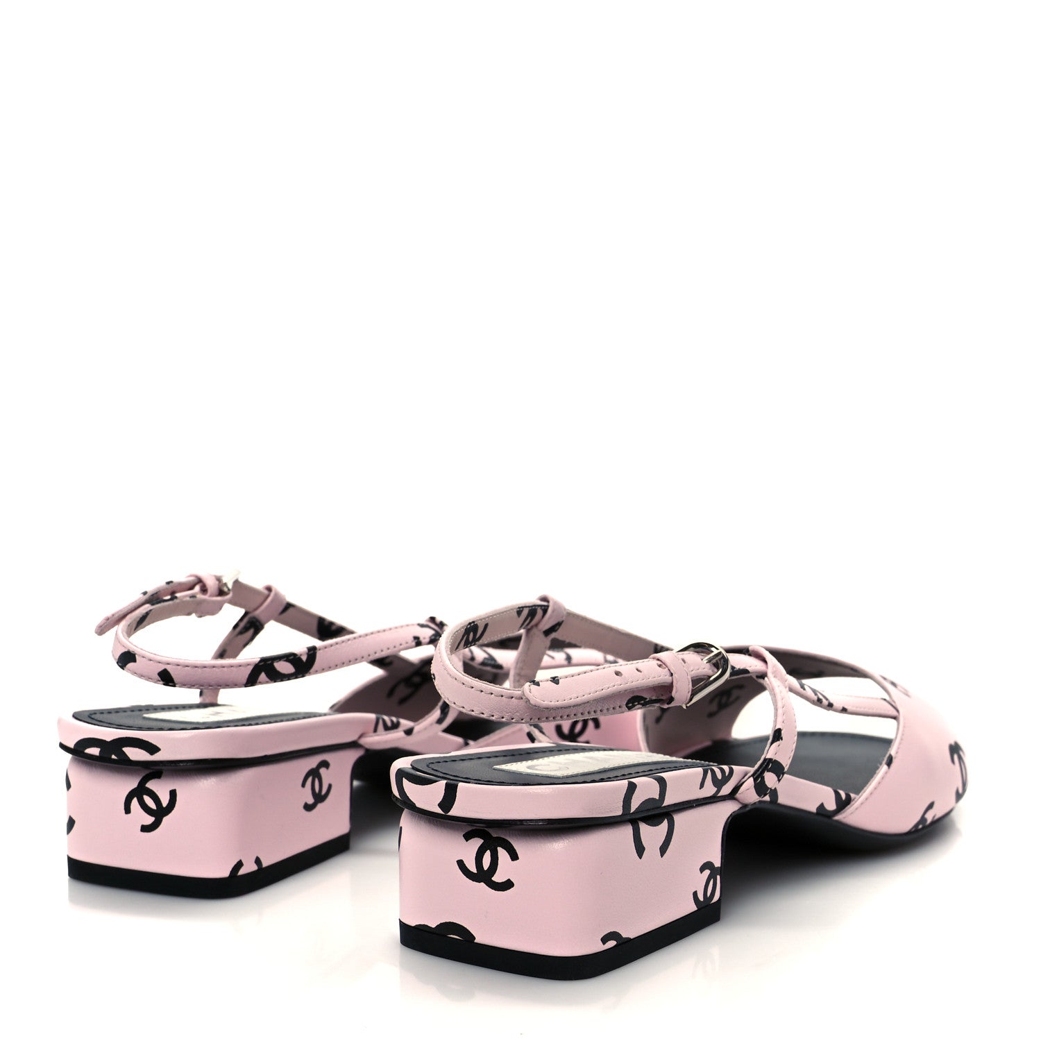Printed Lambskin Coco Beach Sligback Sandals 40 Light Pink Black